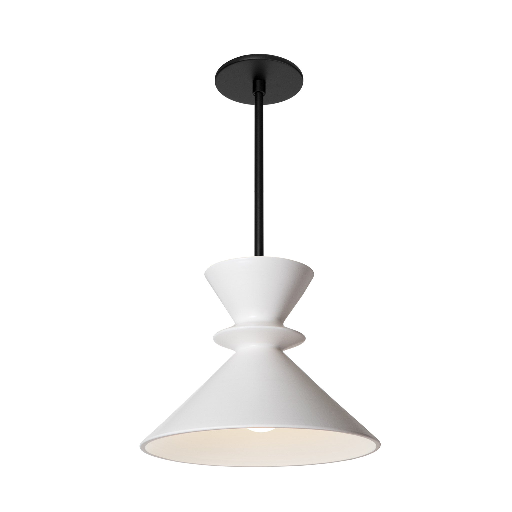 Sophie Rod Pendant shown in Satin White Glaze ceramic with Matte Black
