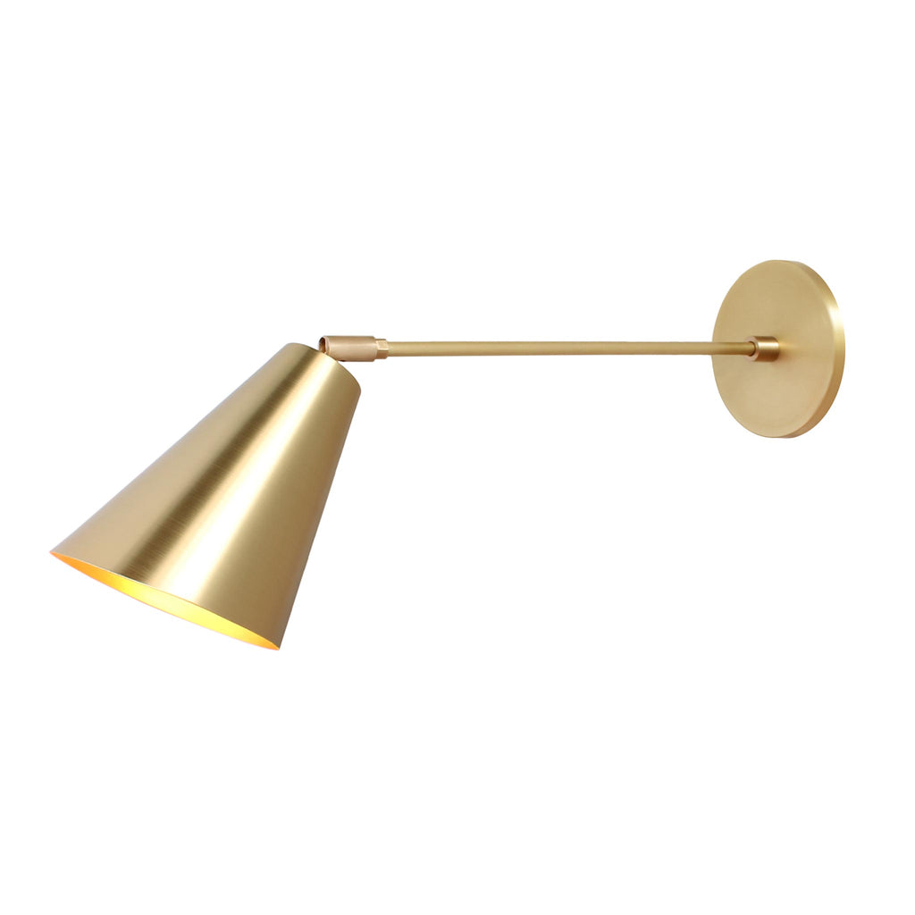 Tilt Cone shown in Brass finish with 12" arm.