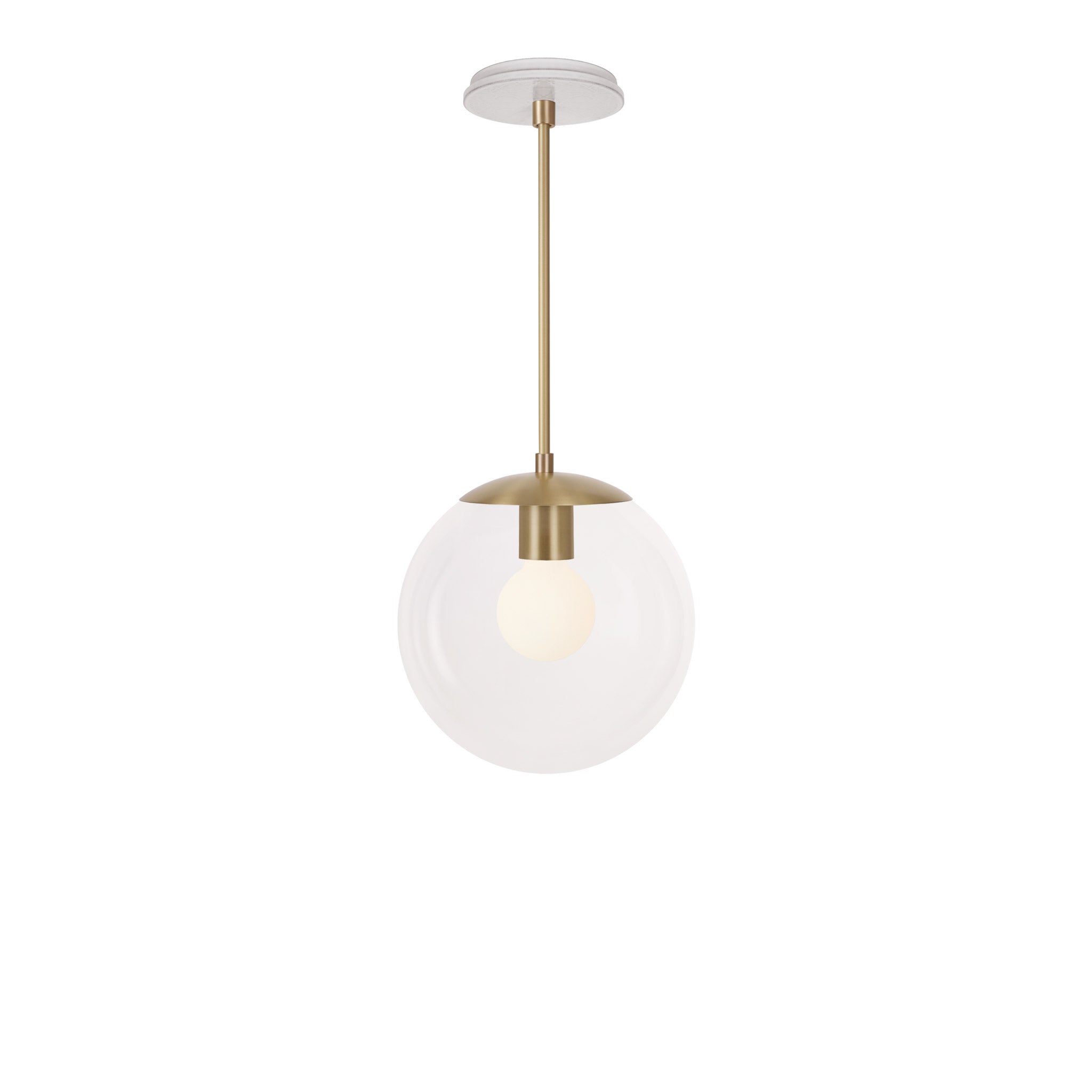 Alto Rod 10” Clear shown in Brass with a Brownstone White Star Ceramic Canopy