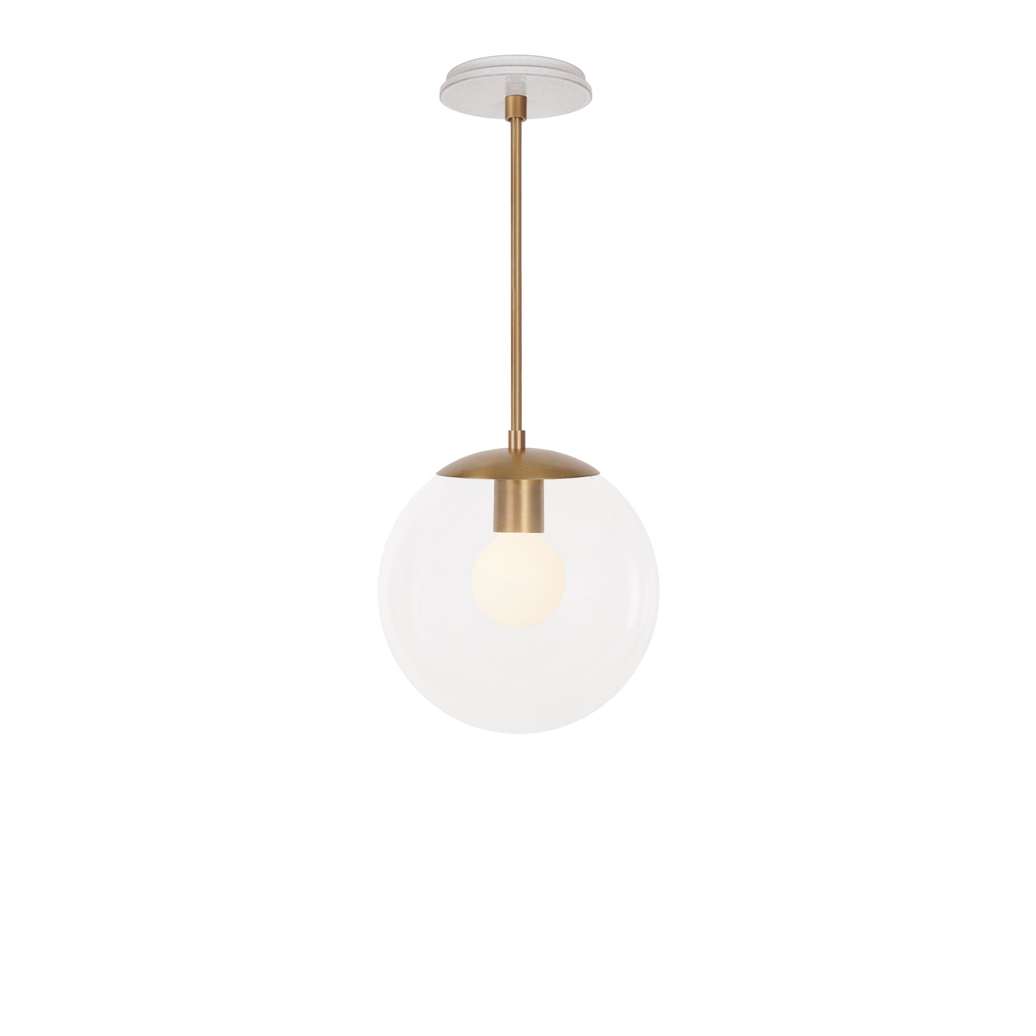 Alto Rod 10” Clear shown in Heirloom Brass with a Brownstone White Star Ceramic Canopy