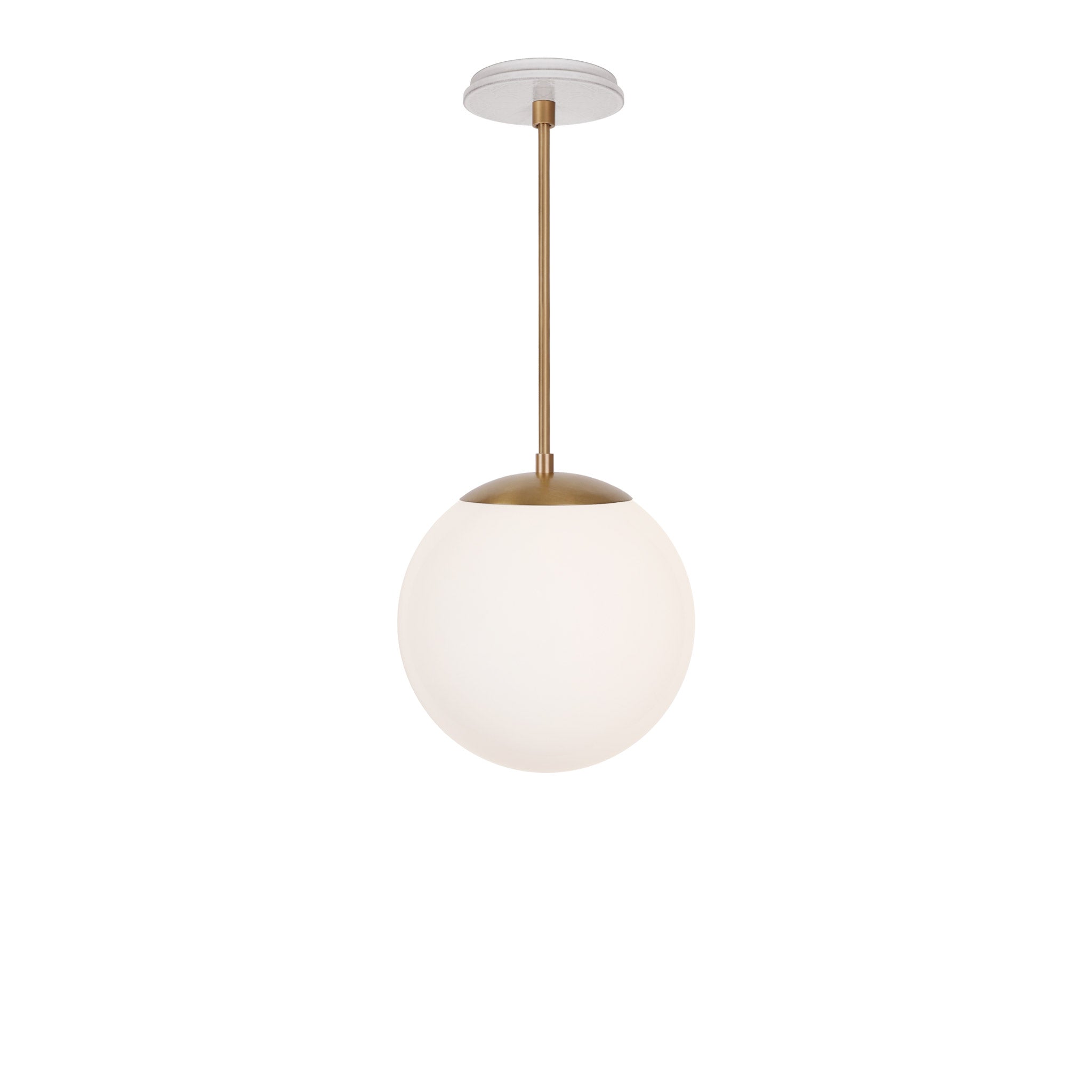 Alto Rod 10” Opal shown in Heirloom Brass with a Brownstone White Star Ceramic Canopy