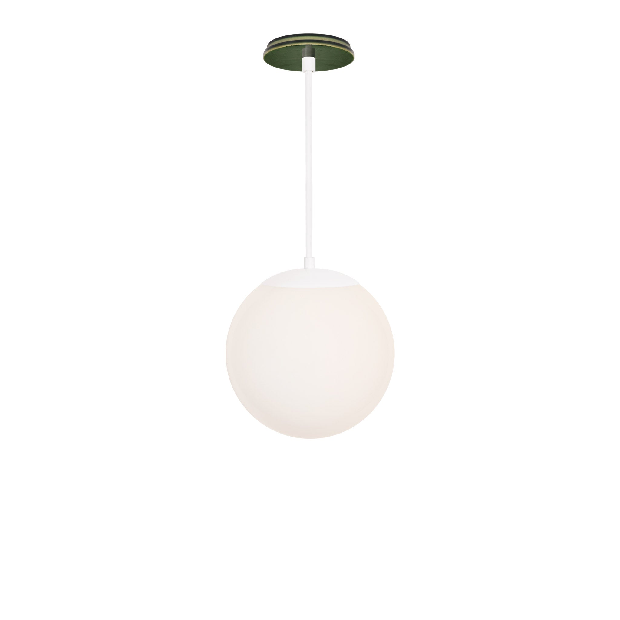 Alto Rod 10” Opal shown in White with a Forest Green Star Ceramic Canopy