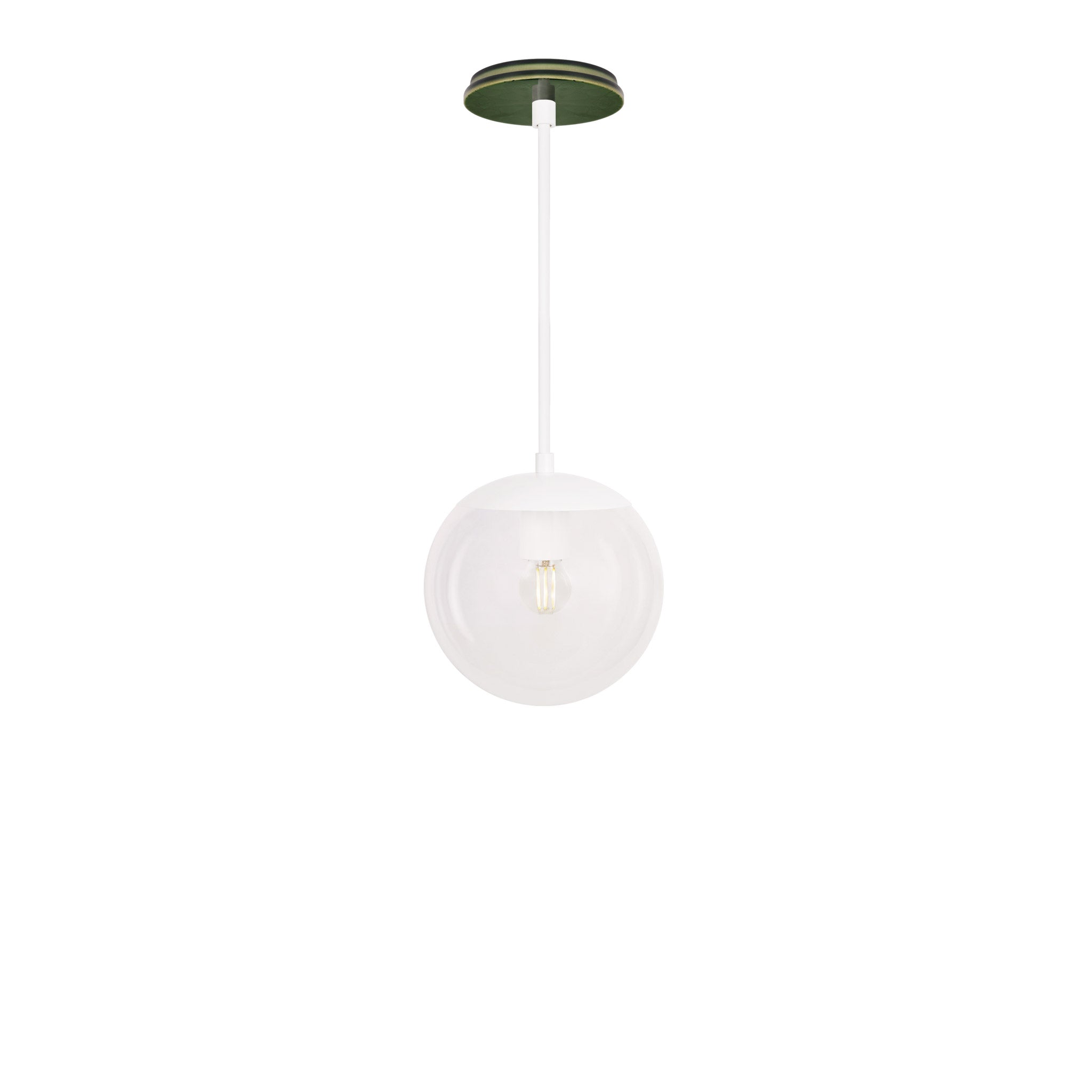 Alto Rod 8” Clear shown in White with a Forest Green Star Ceramic Canopy