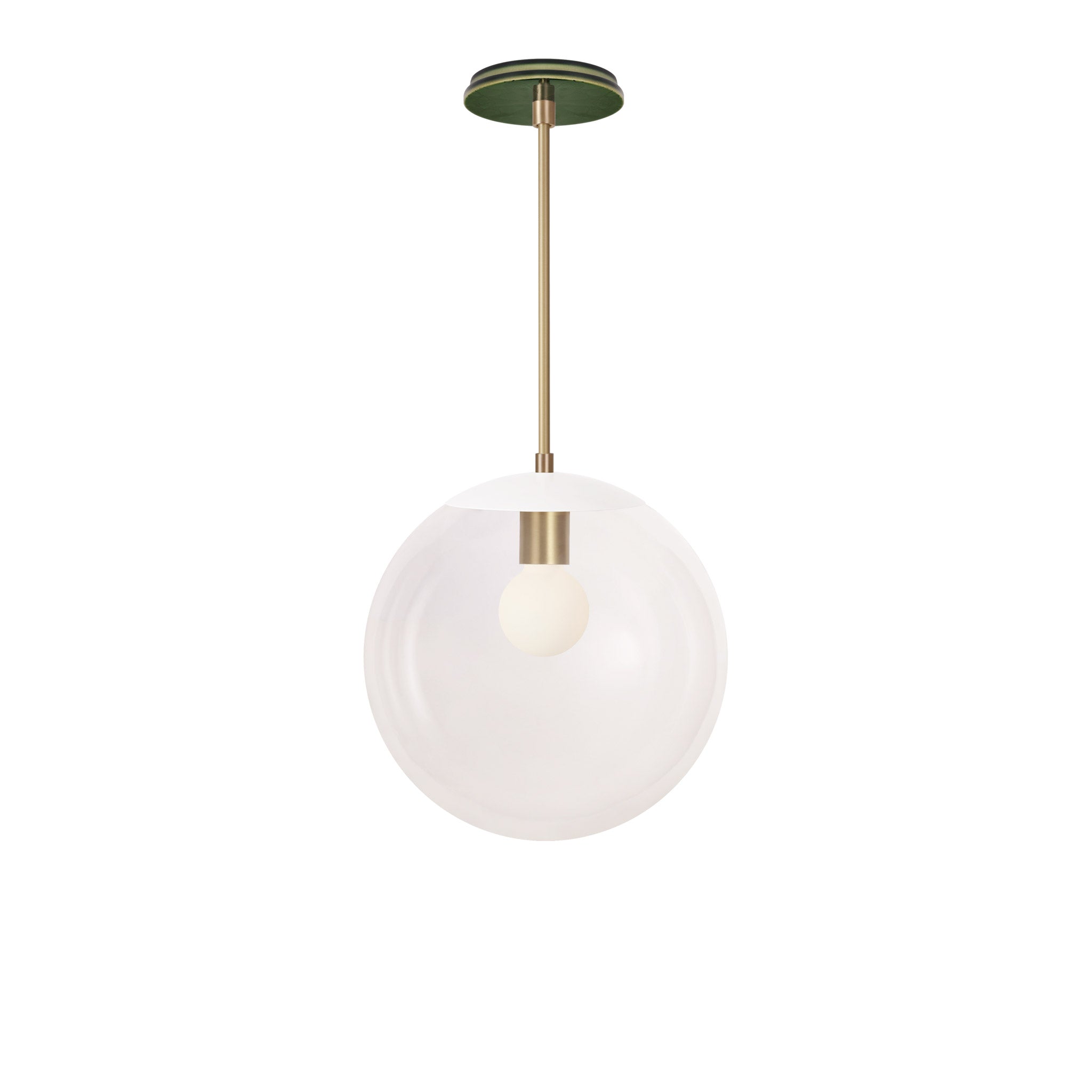 Alto Rod 12” Clear shown in White with Brass and a Forest Green Star Ceramic Canopy