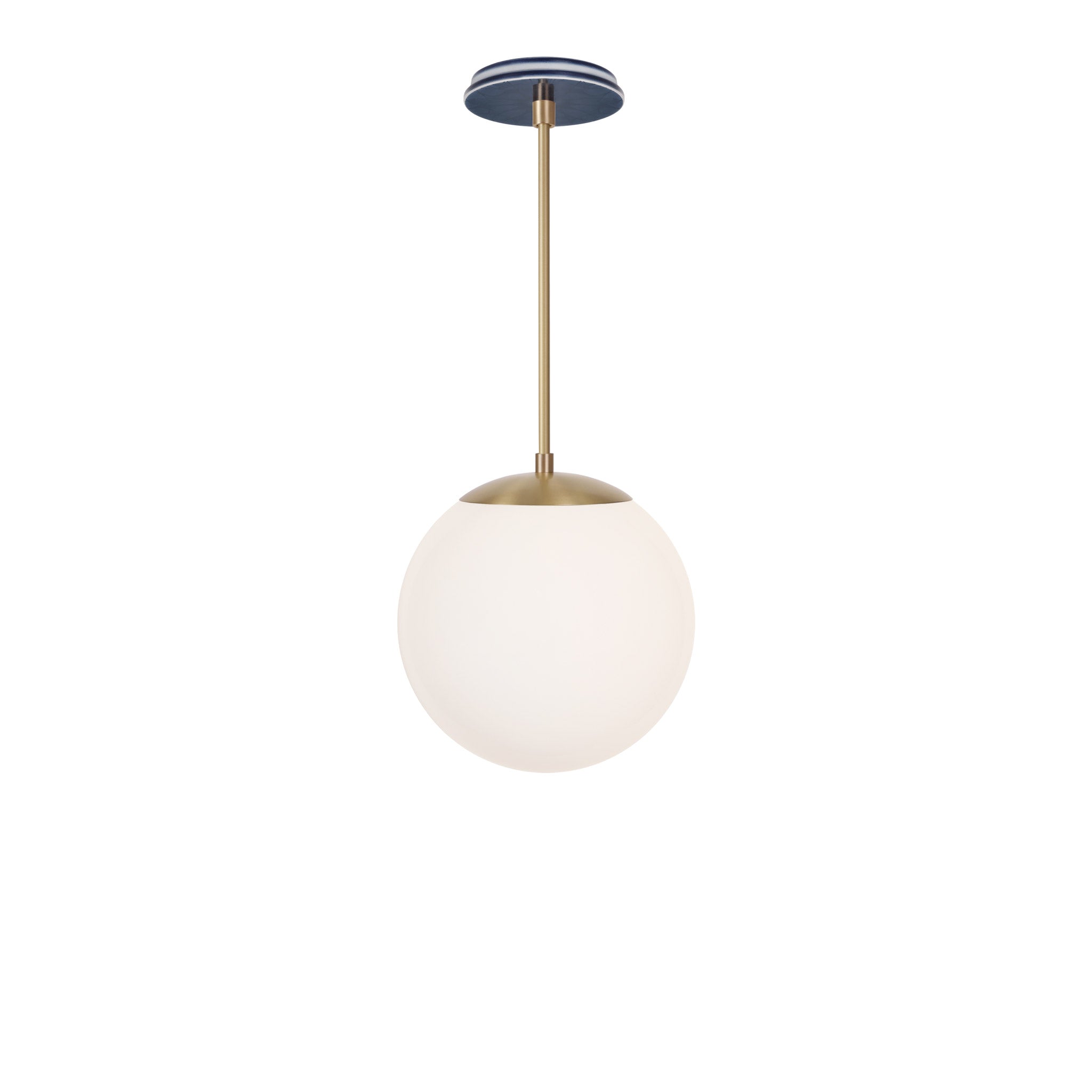 Alto Rod 10” Opal shown in Brass with an Indigo Blue Star Ceramic Canopy