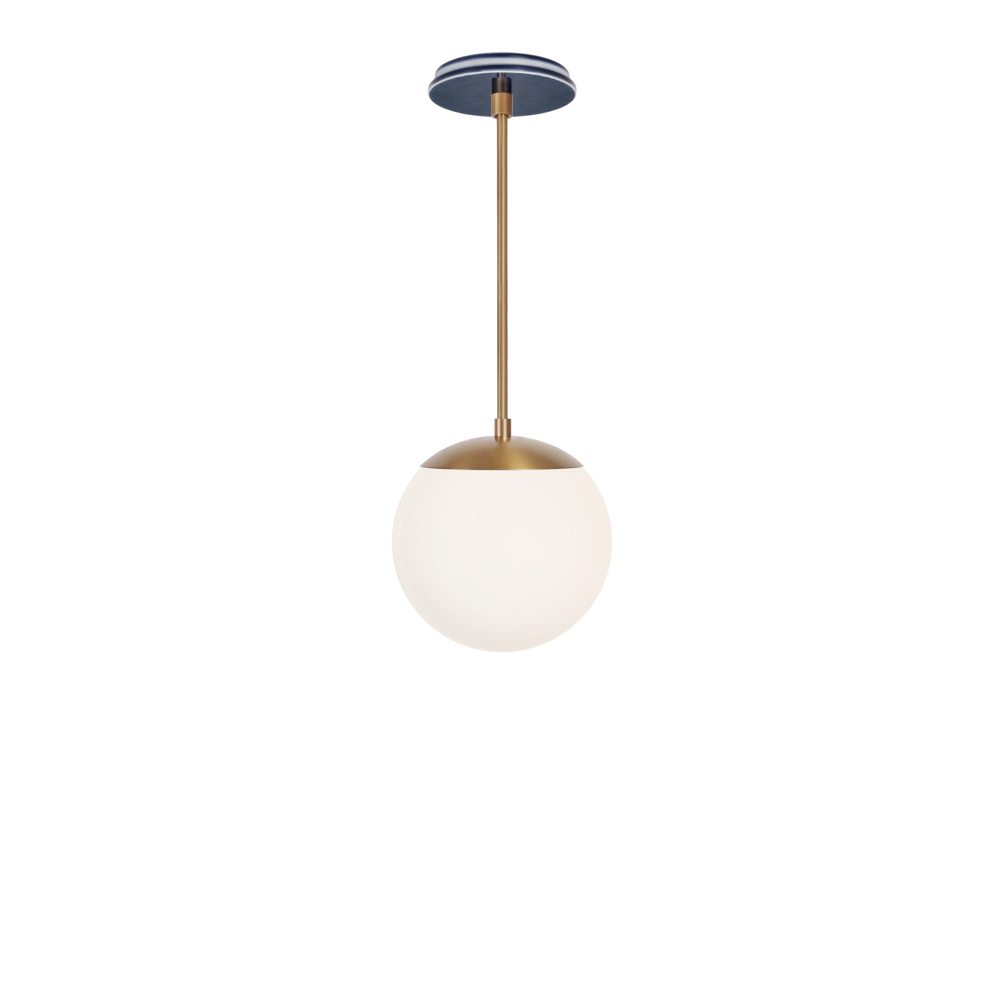 Alto Rod 8” Opal shown in Heirloom Brass with an Indigo Blue Star Ceramic Canopy