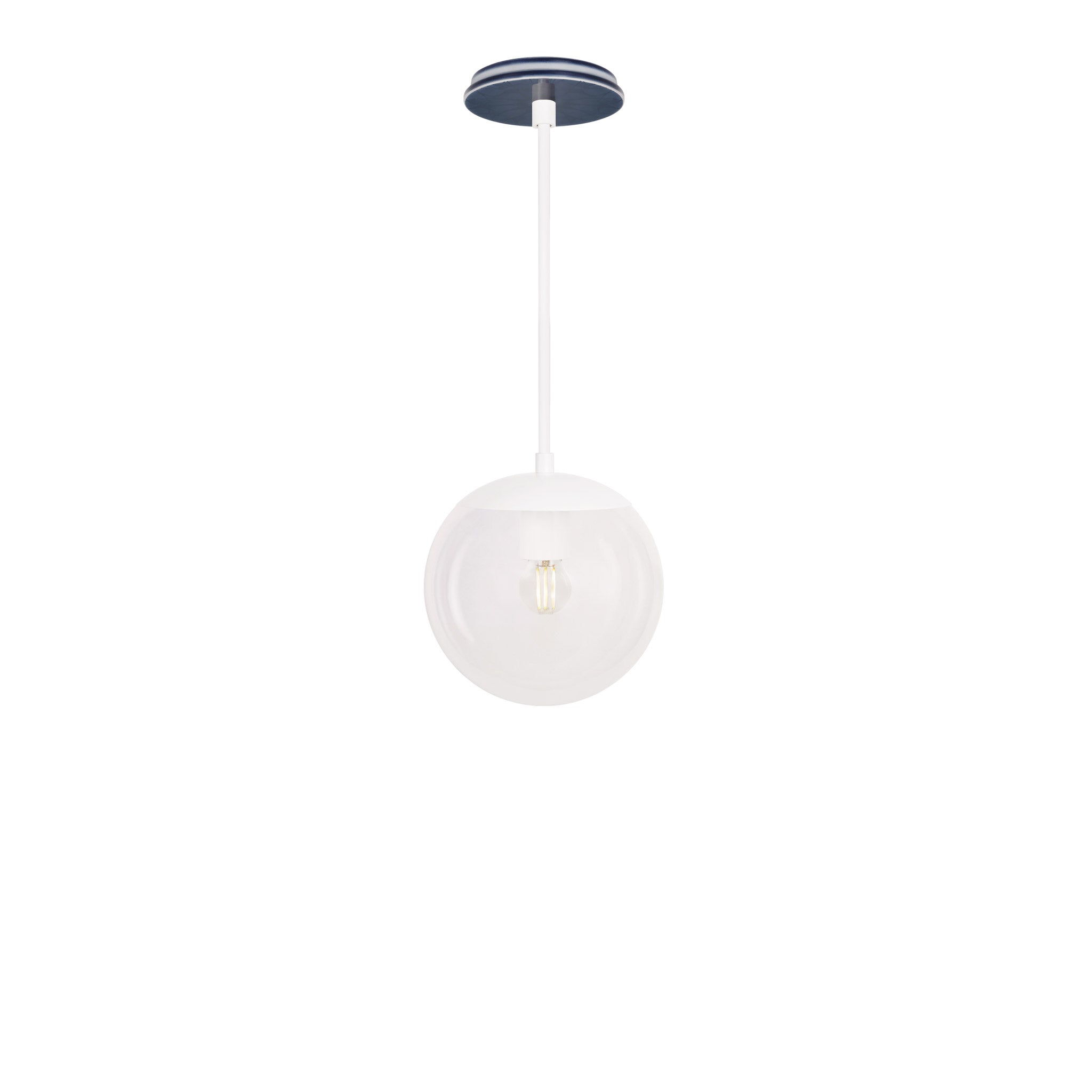 Alto Rod 8” Clear shown in White with an Indigo Blue Star Ceramic Canopy