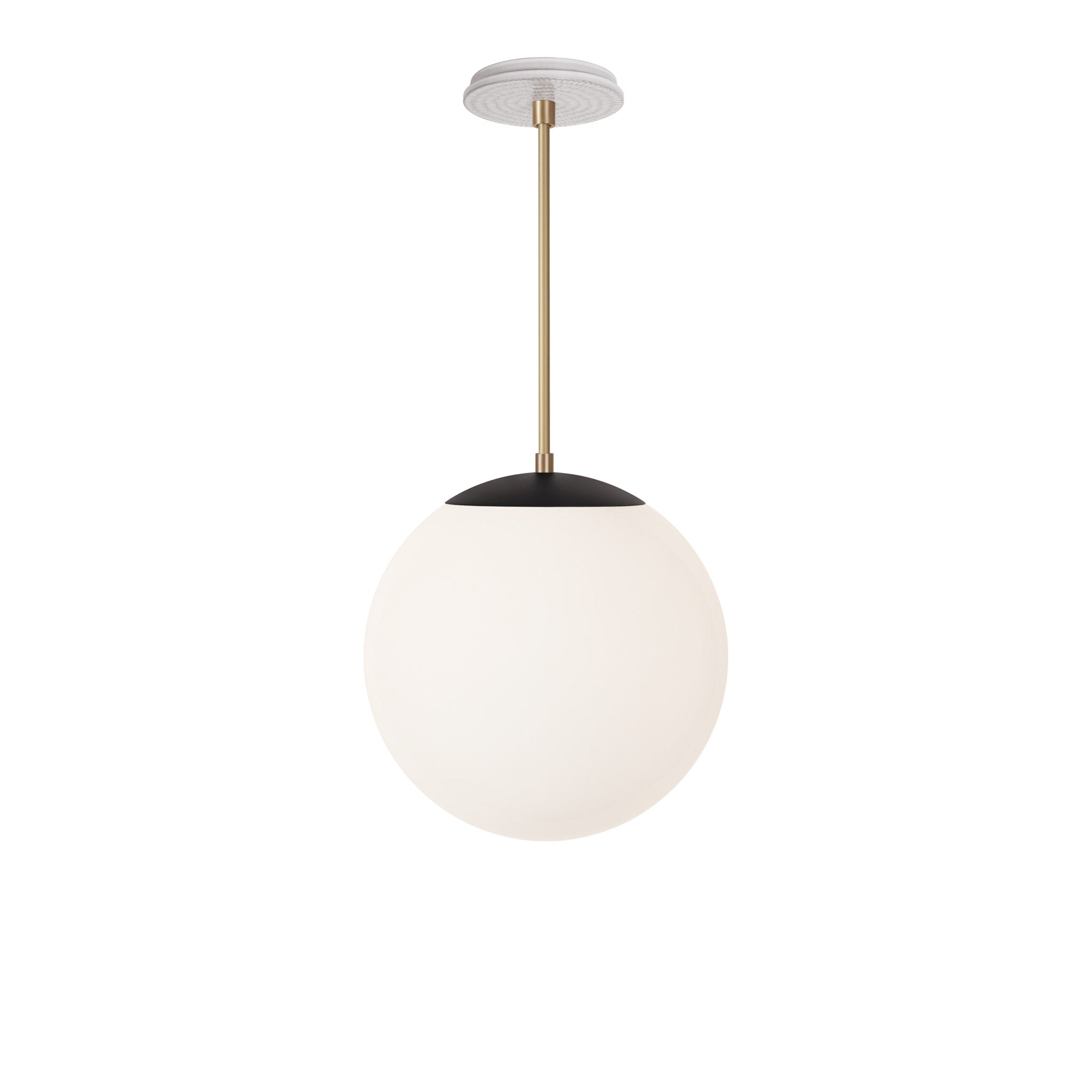 Alto Rod 12” Opal shown in Matte Black with Brass and a Brownstone White Sunflower Ceramic Canopy