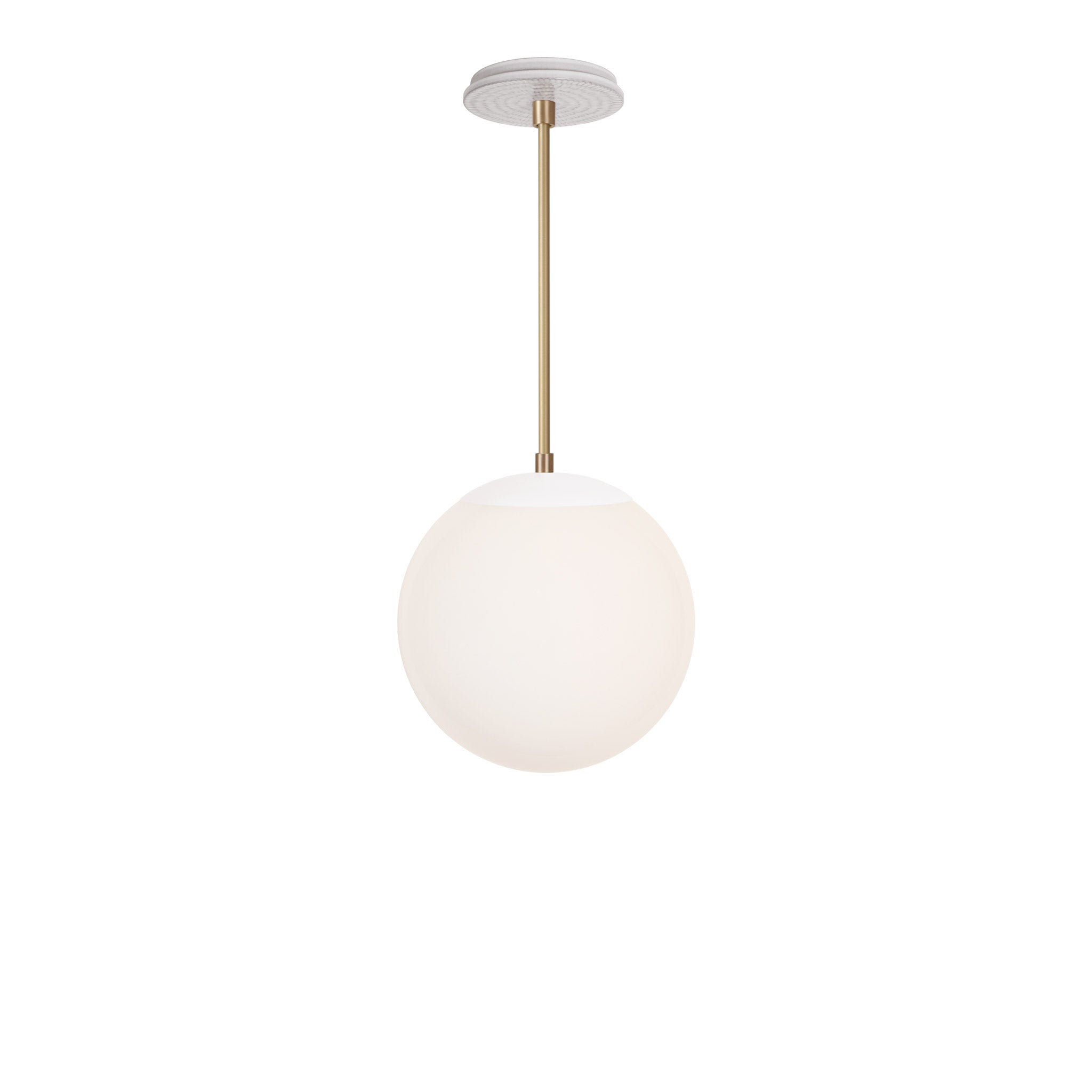 Alto Rod 10” Opal shown in White with Brass and a Brownstone White Sunflower Ceramic Canopy