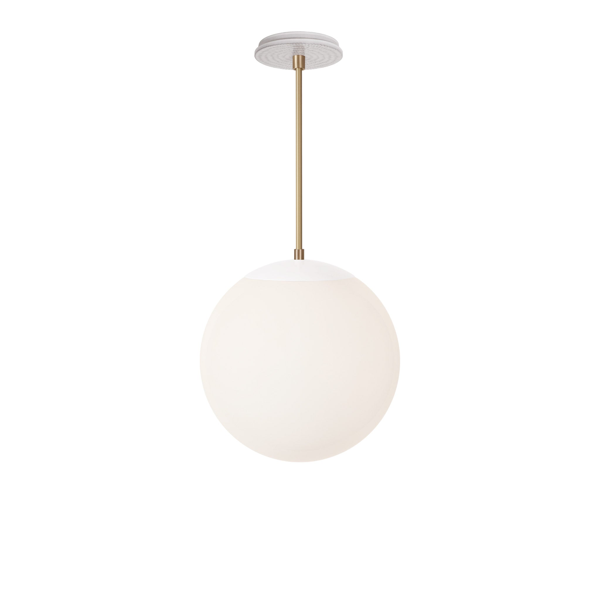 Alto Rod 12” Opal shown in White with Brass and a Brownstone White Sunflower Ceramic Canopy