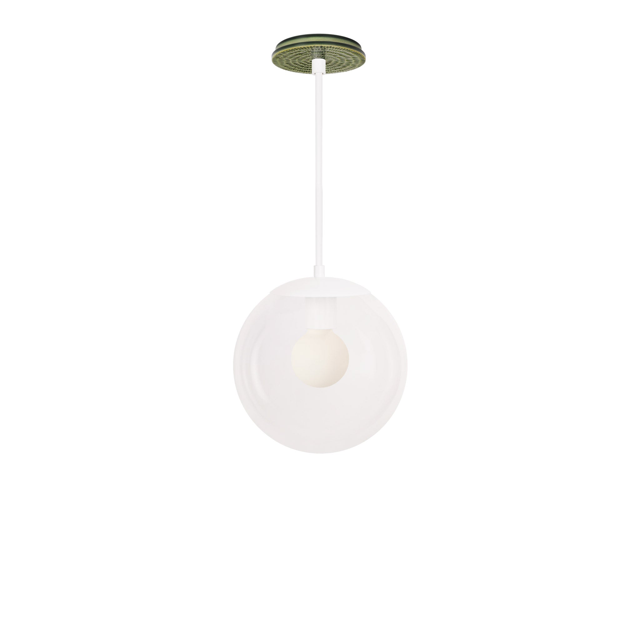 Alto Rod 10” Clear shown in White with a Forest Green Sunflower Ceramic Canopy