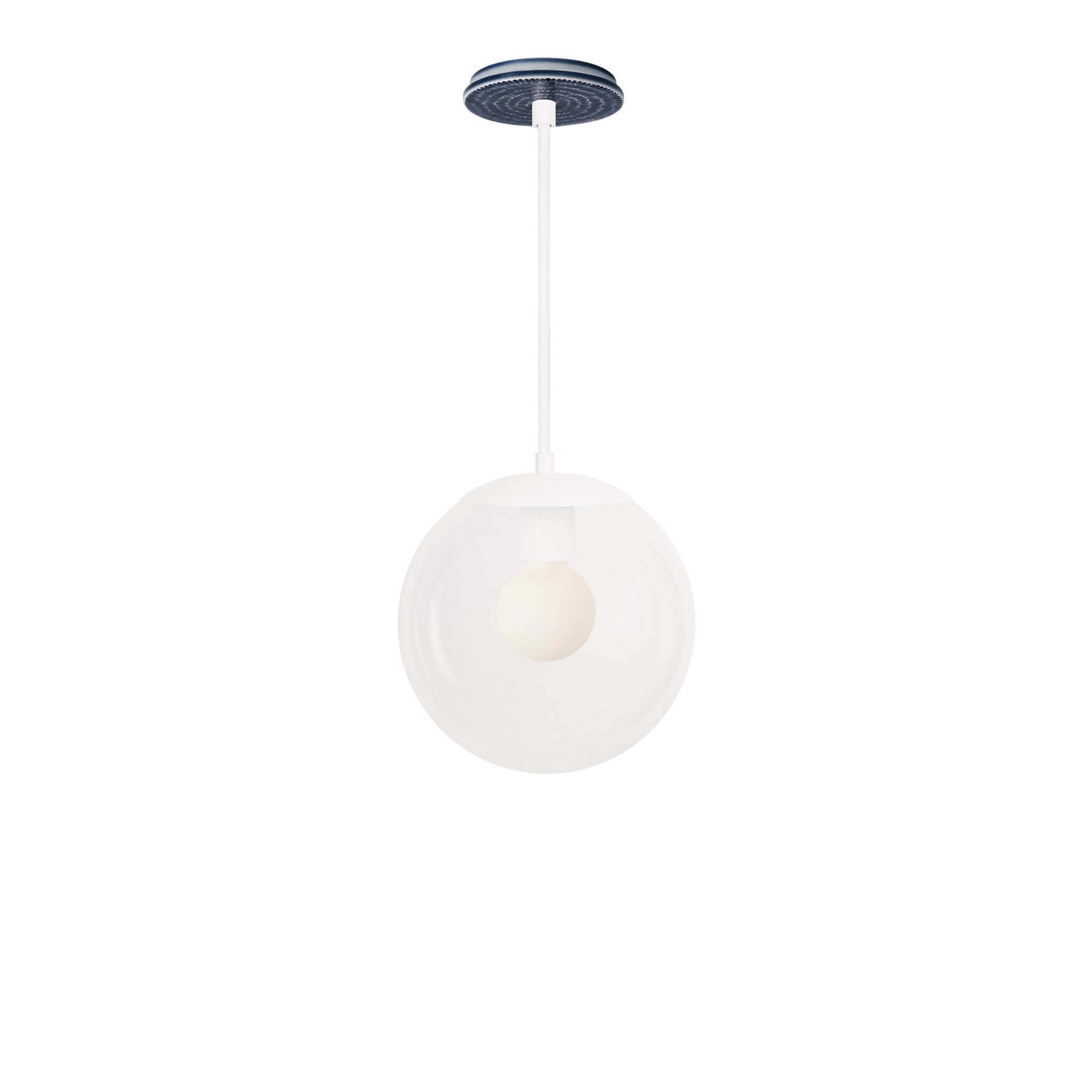 Alto Rod 10” Clear shown in White with an Indigo Blue Sunflower Ceramic Canopy