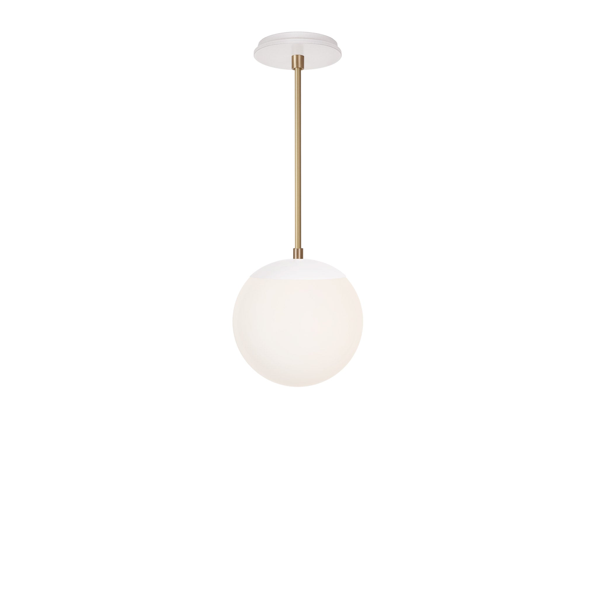 Alto Rod 8” Opal shown in White with Brass and a Brownstone White Swift Ceramic Canopy