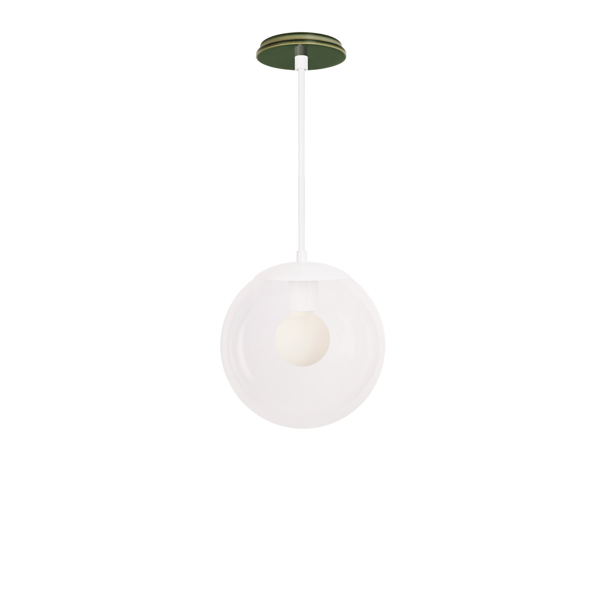 Alto Rod 10” Clear shown in White with a Forest Green Swift Ceramic Canopy