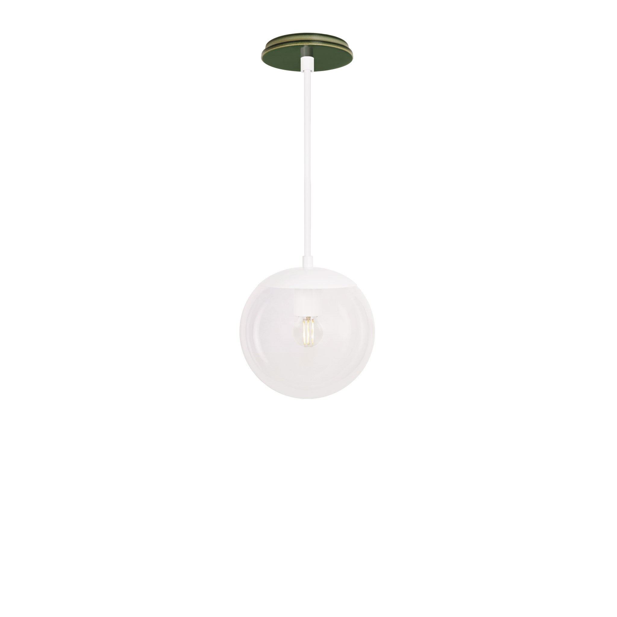 Alto Rod 8” Clear shown in White with a Forest Green Swift Ceramic Canopy