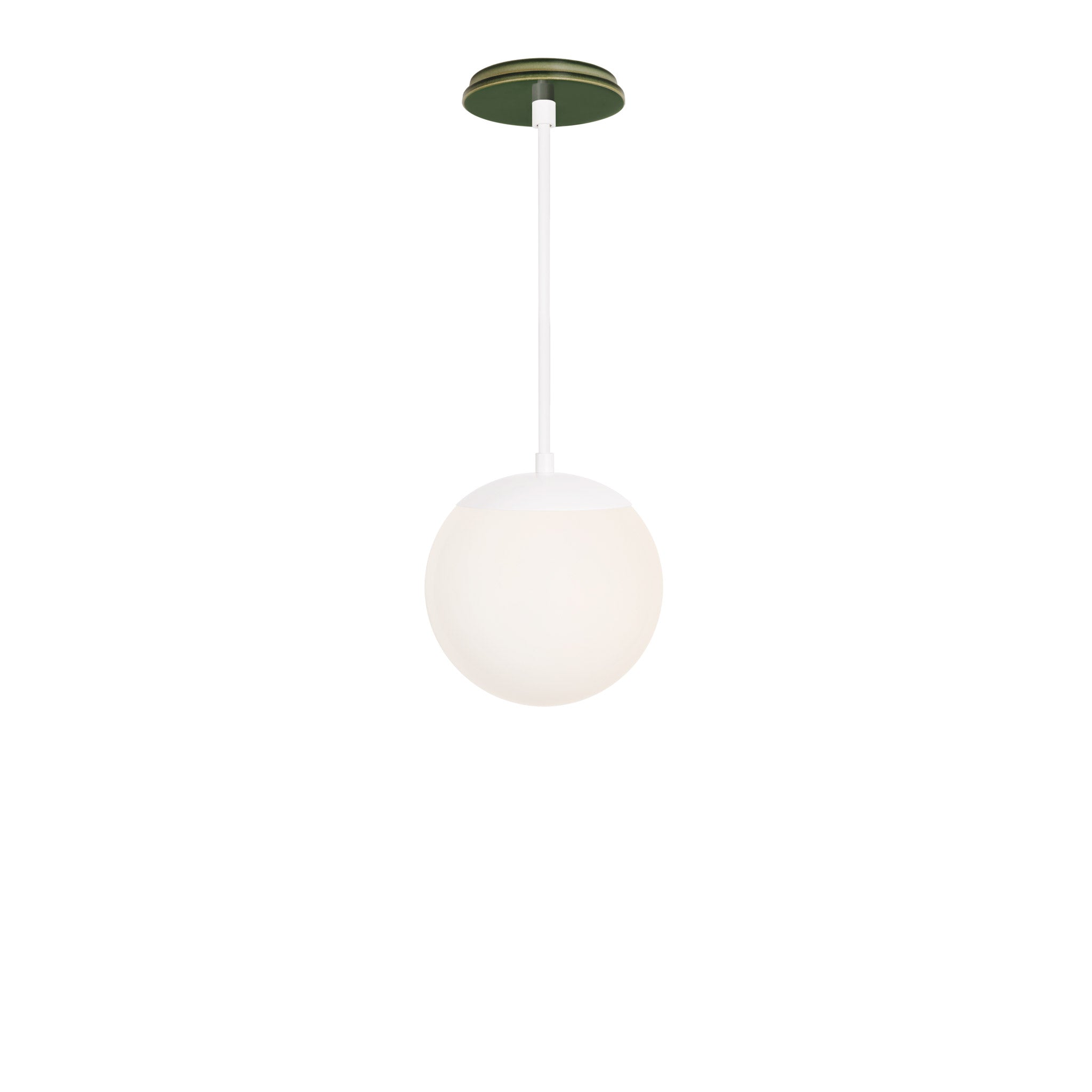 Alto Rod 8” Opal shown in White with a Forest Green Swift Ceramic Canopy