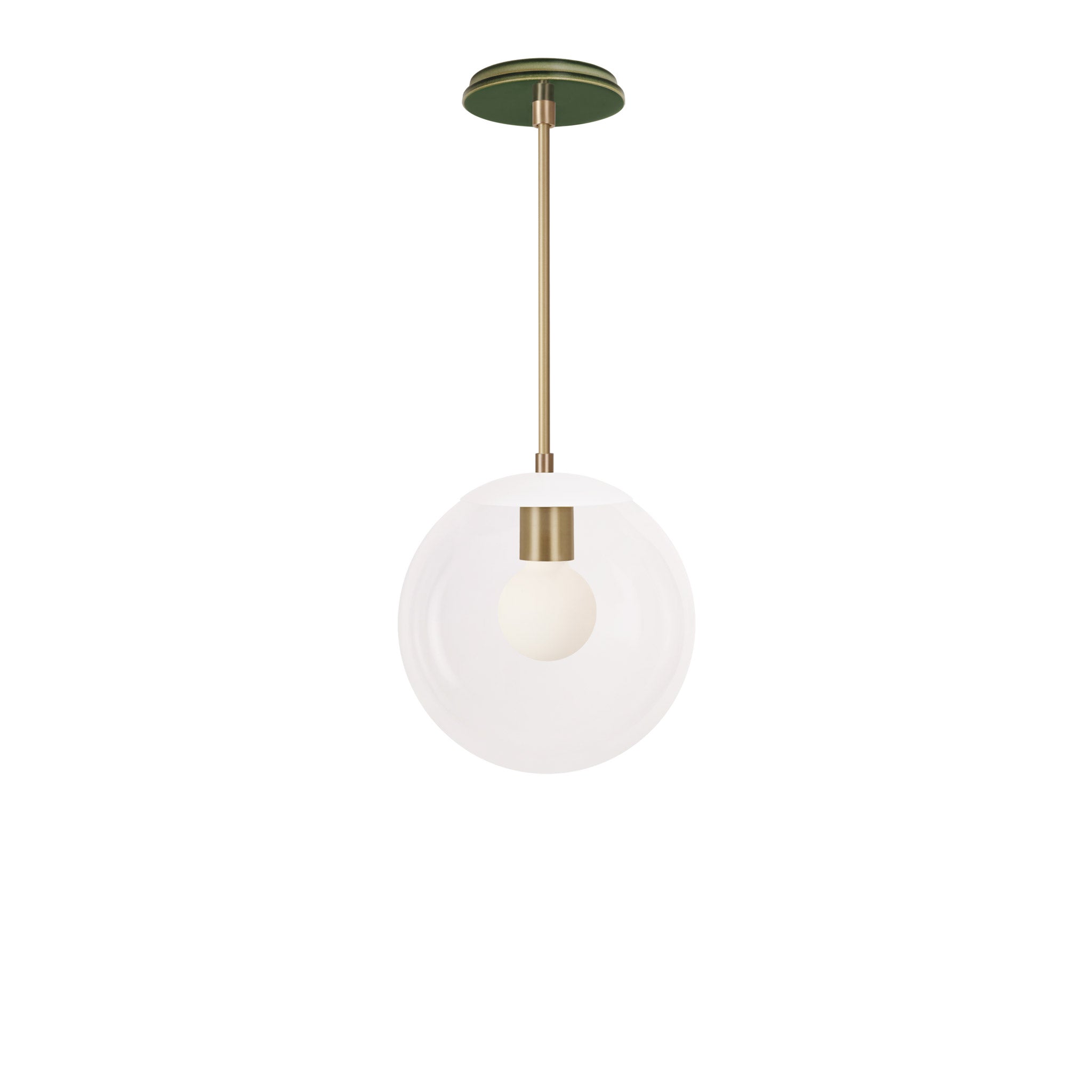 Alto Rod 10” Clear shown in White with Brass and a Forest Green Swift Ceramic Canopy