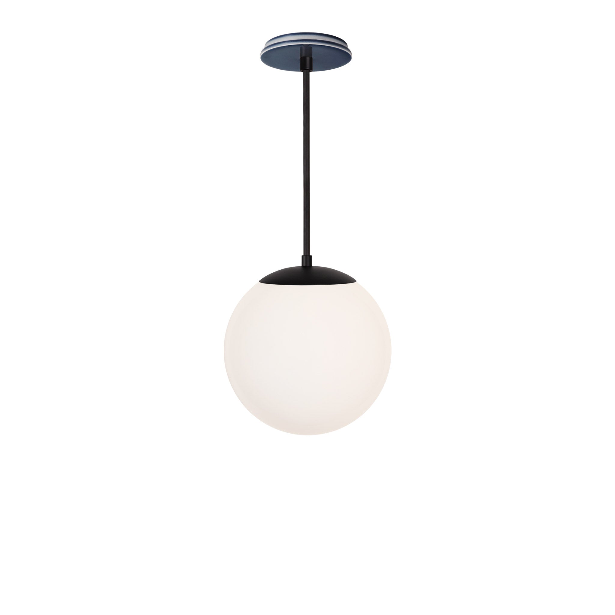 Alto Rod 10” Opal shown in Matte Black with an Indigo Blue Swift Ceramic Canopy