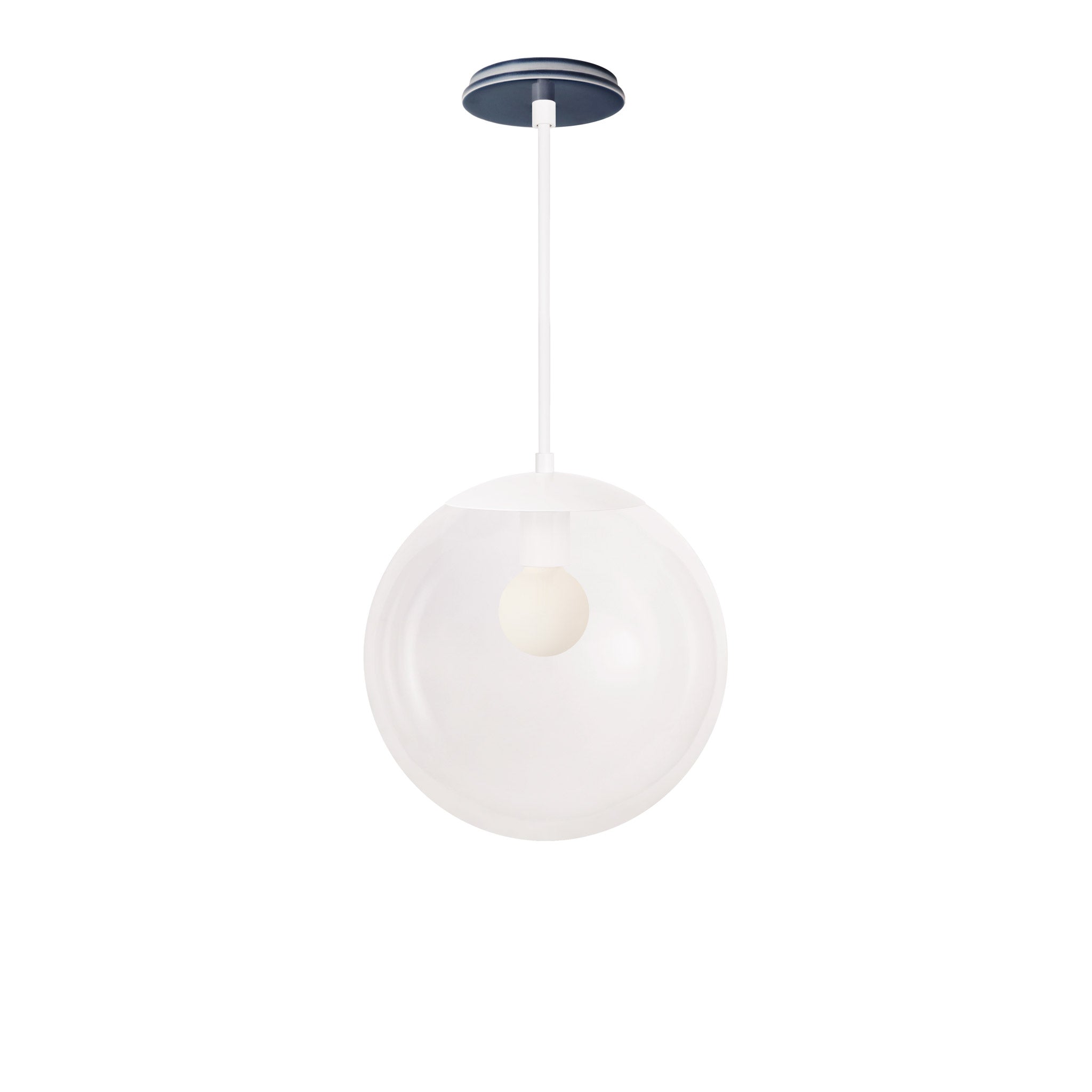 Alto Rod 12” Clear shown in White with an Indigo Blue Swift Ceramic Canopy