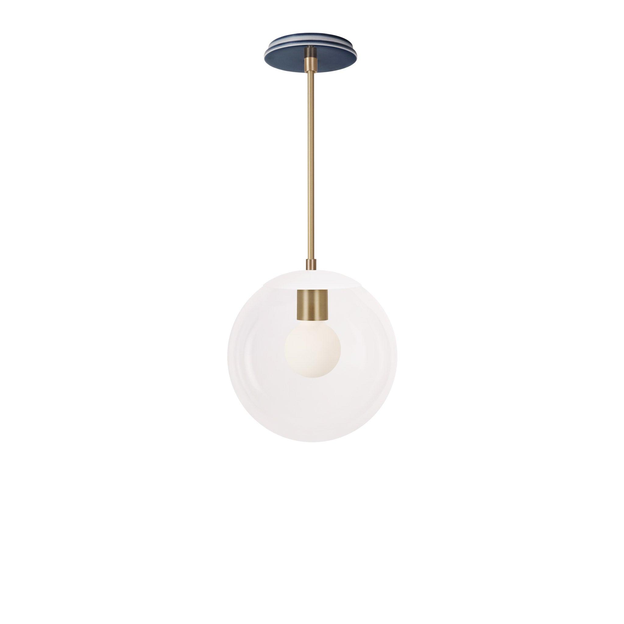 Alto Rod 10” Clear shown in White with Brass and an Indigo Blue Swift Ceramic Canopy