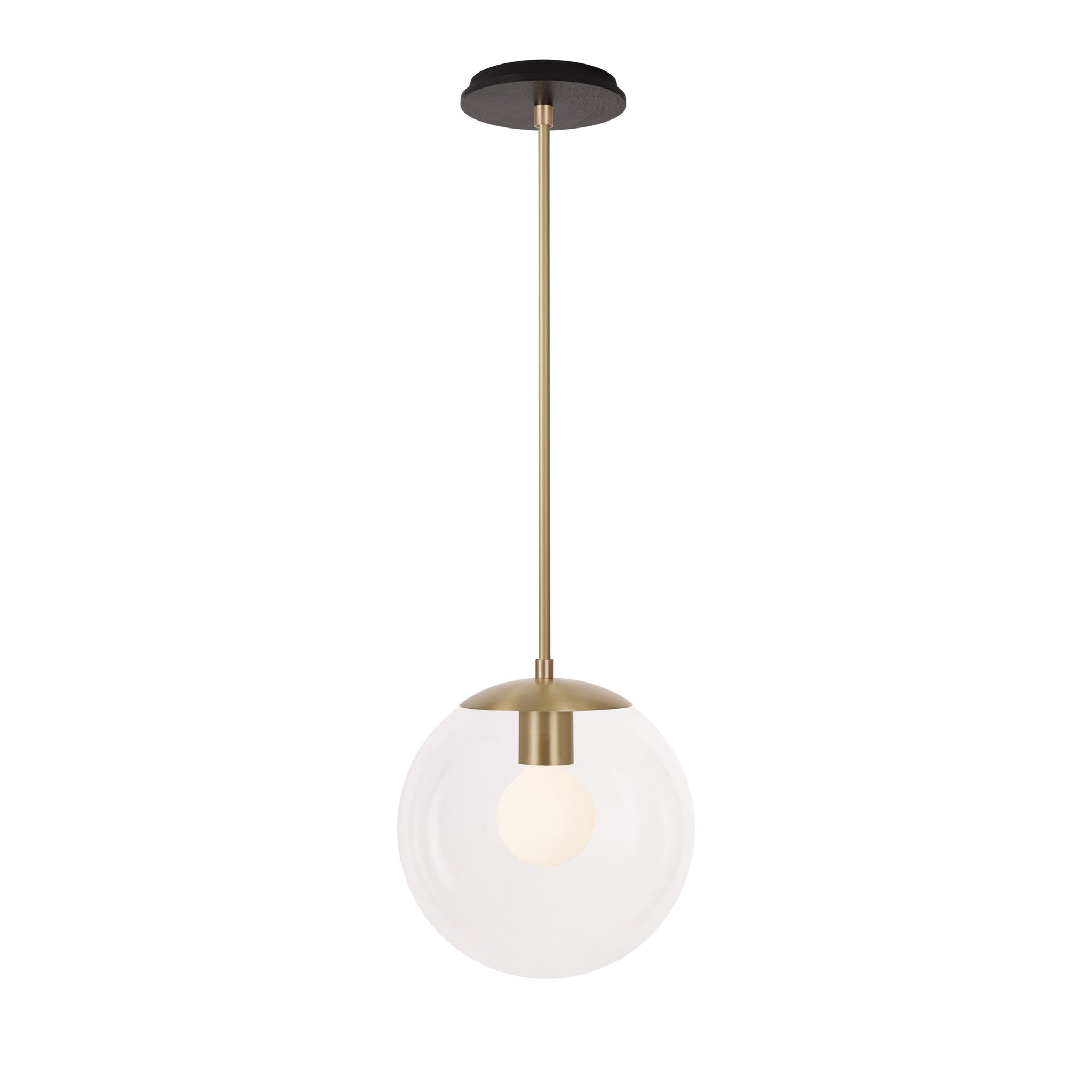 Alto Rod 10” Clear shown in Brass with a Black Stained Wood Canopy