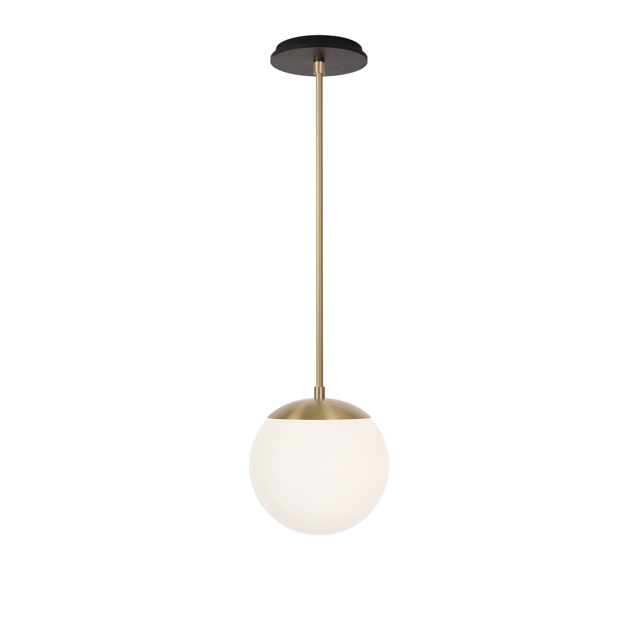 Alto Rod 8” Opal shown in Brass with a Black Stained Wood Canopy
