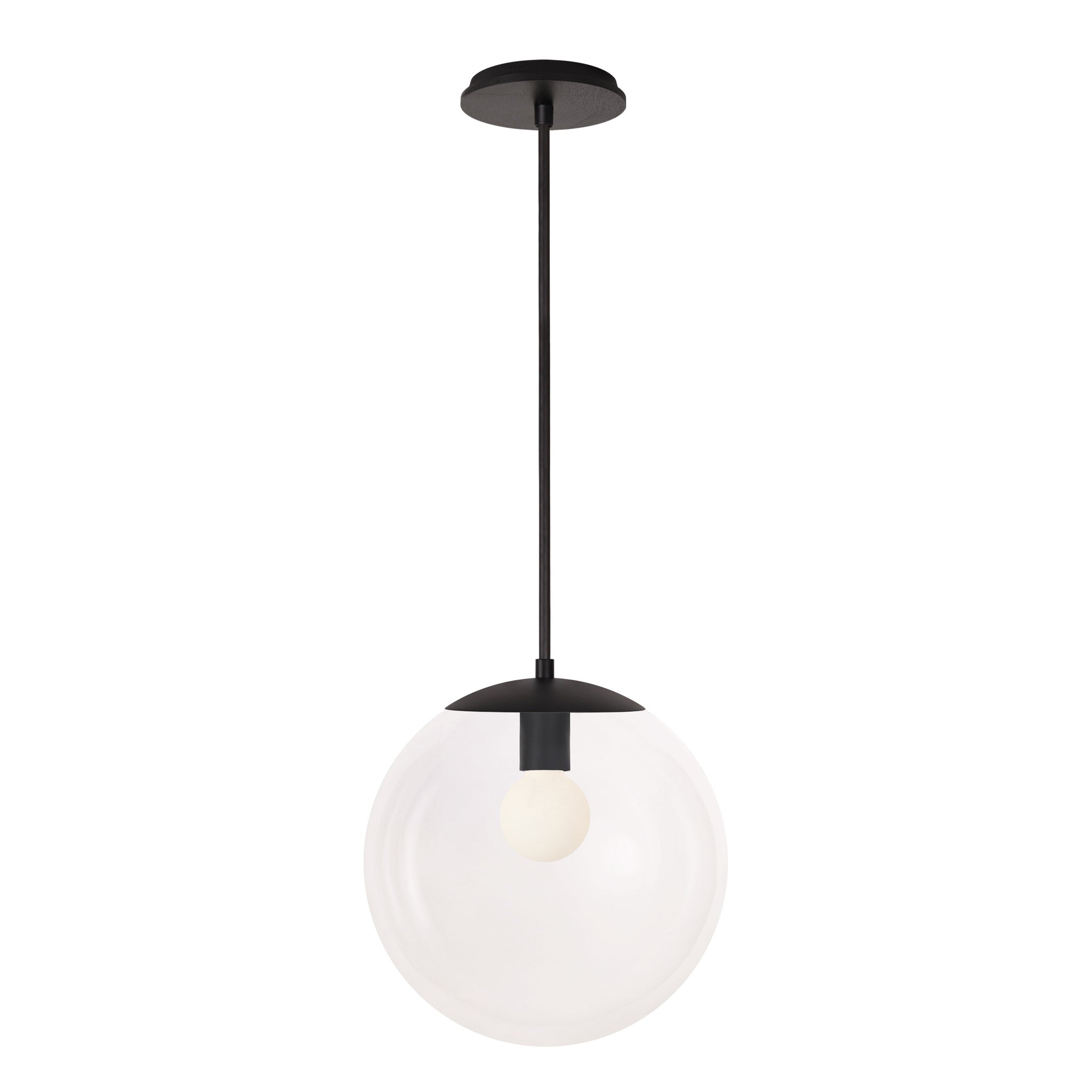 Alto Rod 12” Clear shown in Matte Black with a Black Stained Wood Canopy