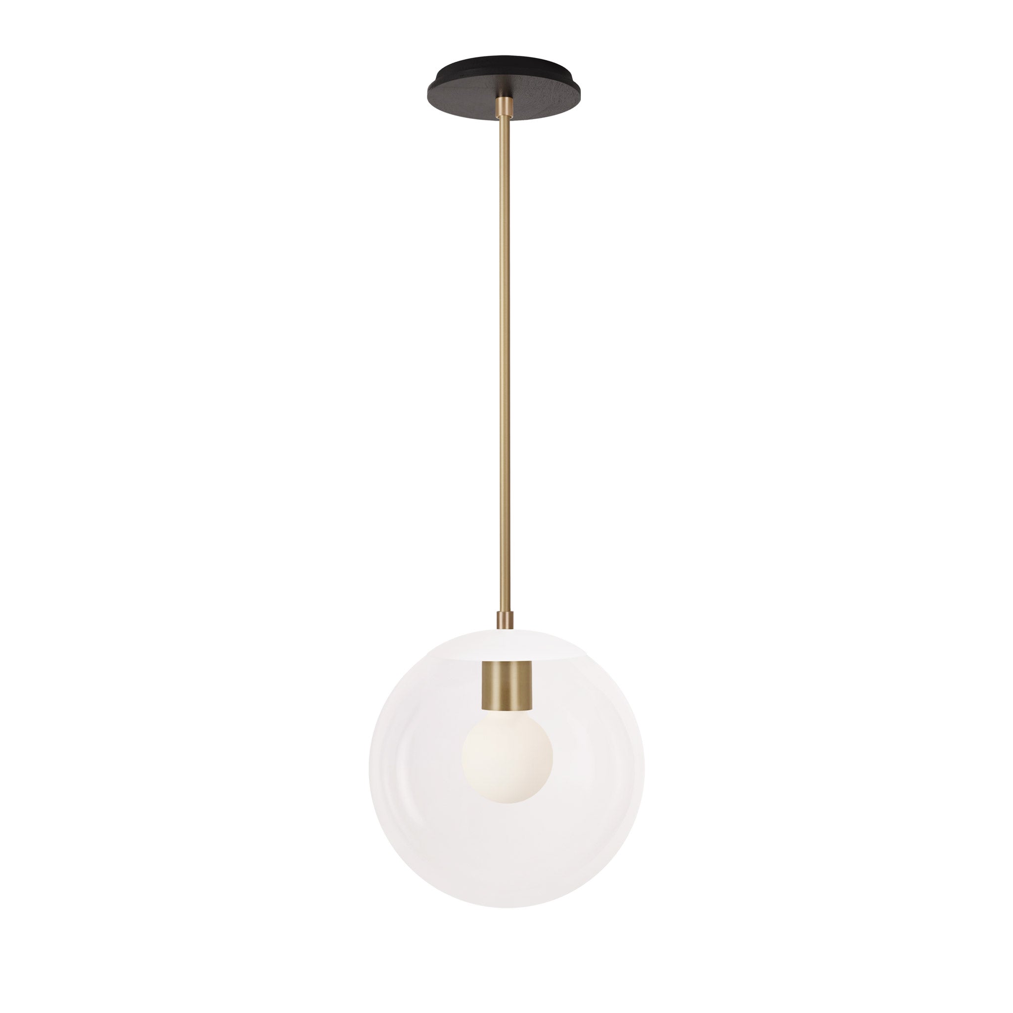 Alto Rod 10” Clear shown in White with Brass and a Black Stained Wood Canopy