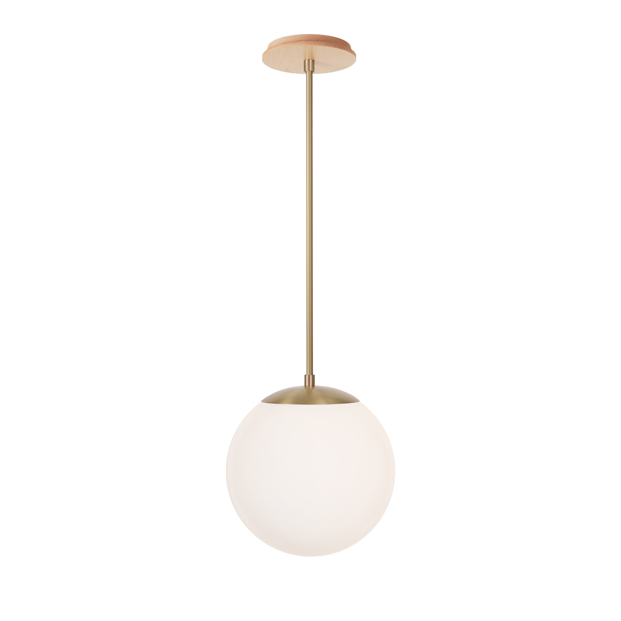 Alto Rod 10” Opal shown in Brass with a Maple Wood Canopy