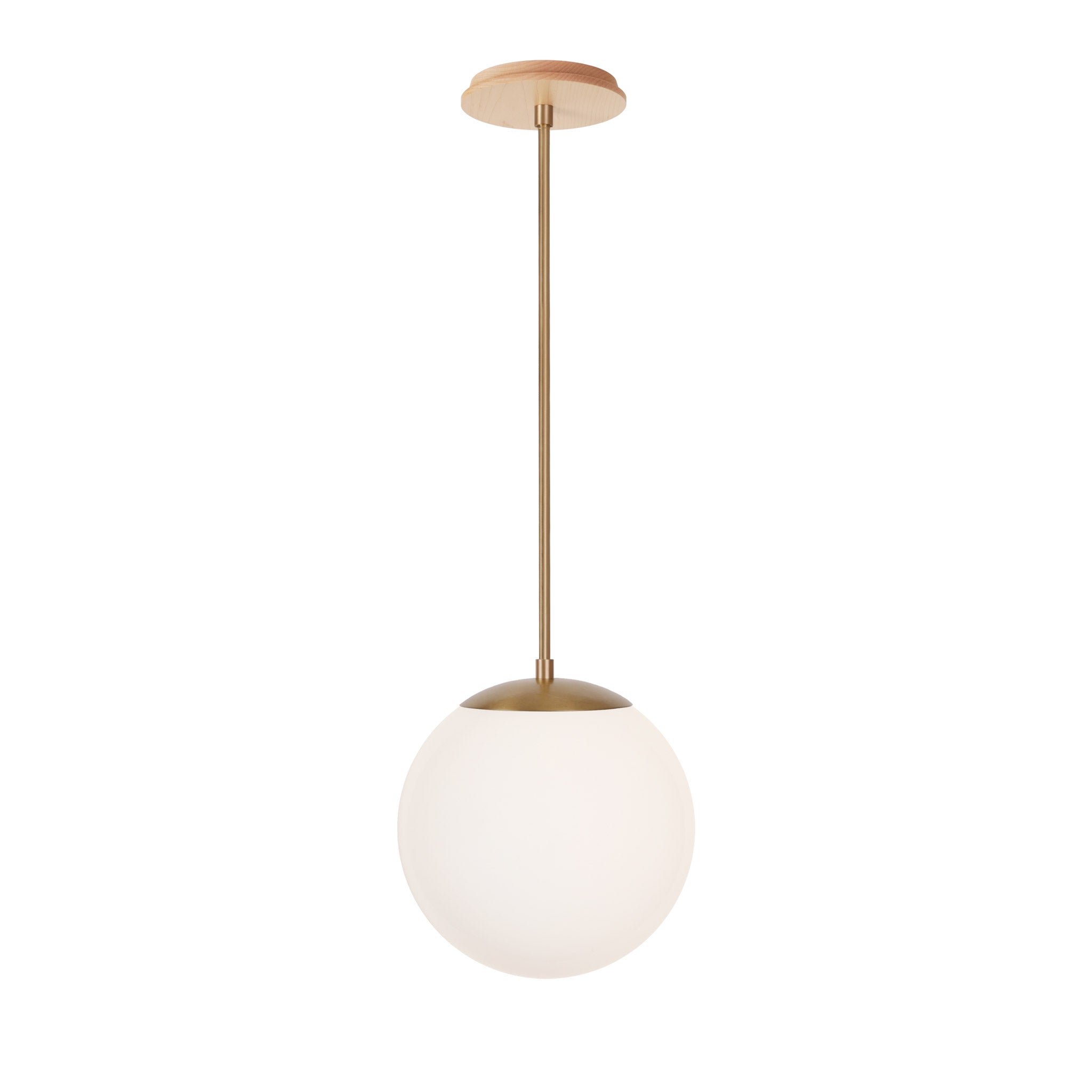 Alto Rod 10” Opal shown in Heirloom Brass with a Maple Wood Canopy