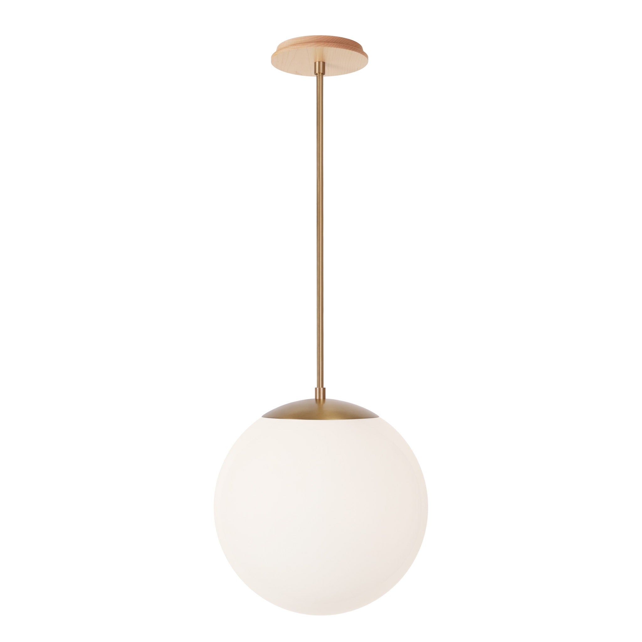 Alto Rod 12” Opal shown in Heirloom Brass with a Maple Wood Canopy