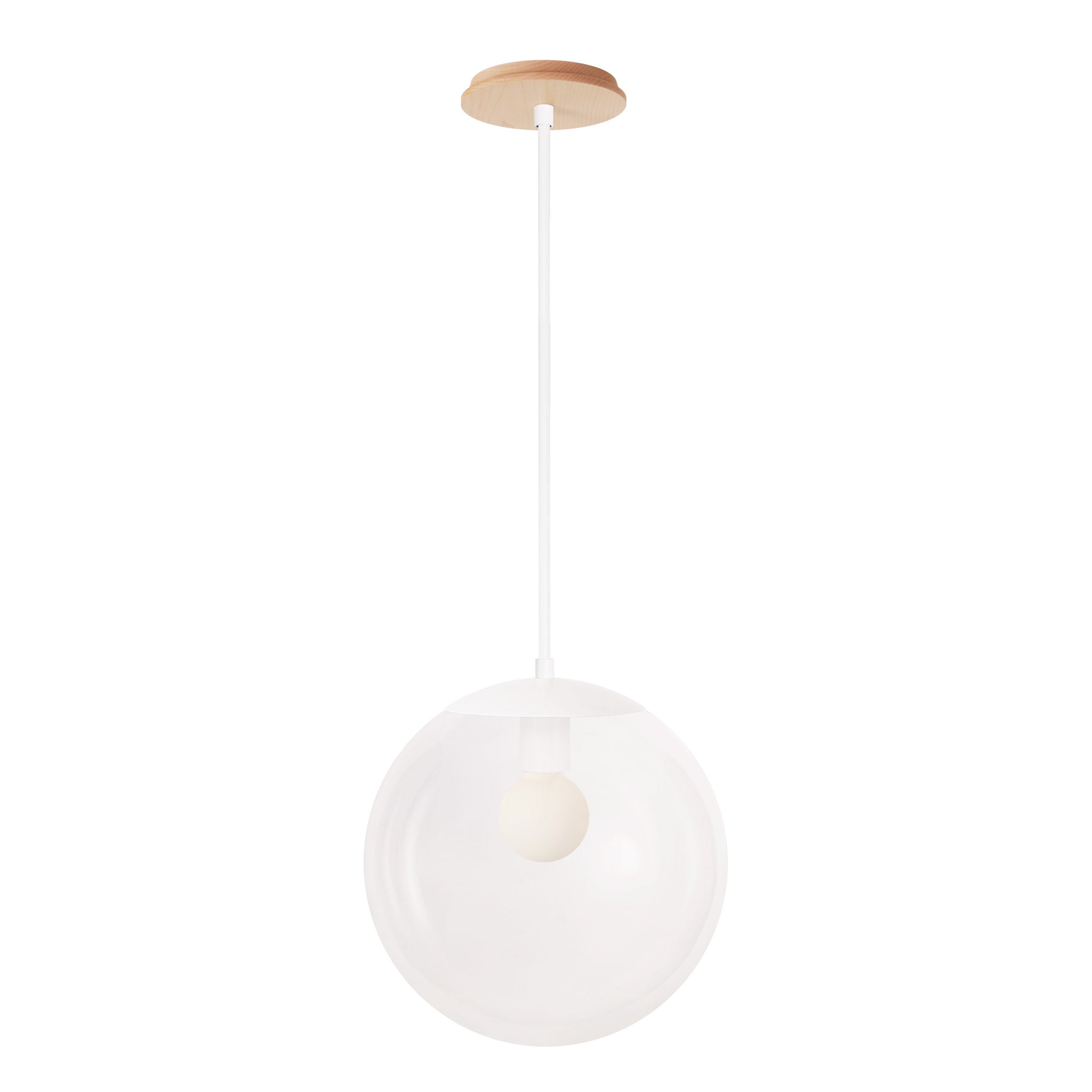 Alto Rod 12” Clear shown in White with a Maple Wood Canopy