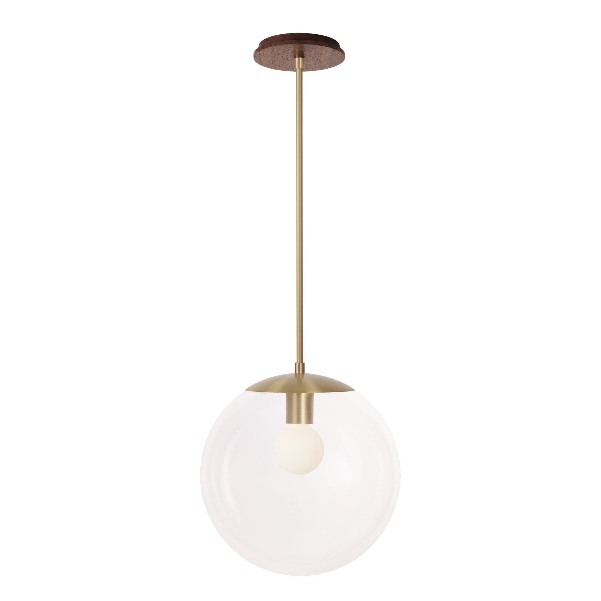 Alto Rod 12” Clear shown in Brass with a Walnut Wood Canopy