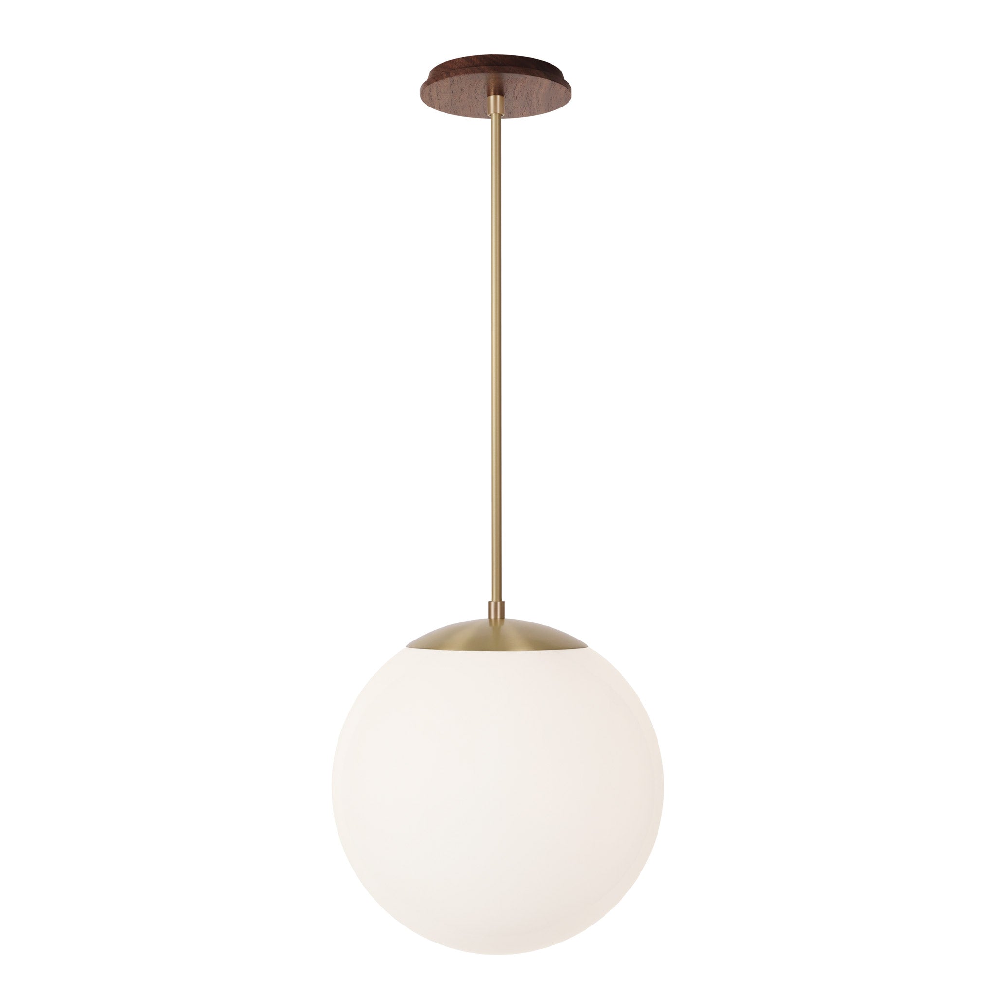 Alto Rod 12” Opal shown in Brass with a Walnut Wood Canopy