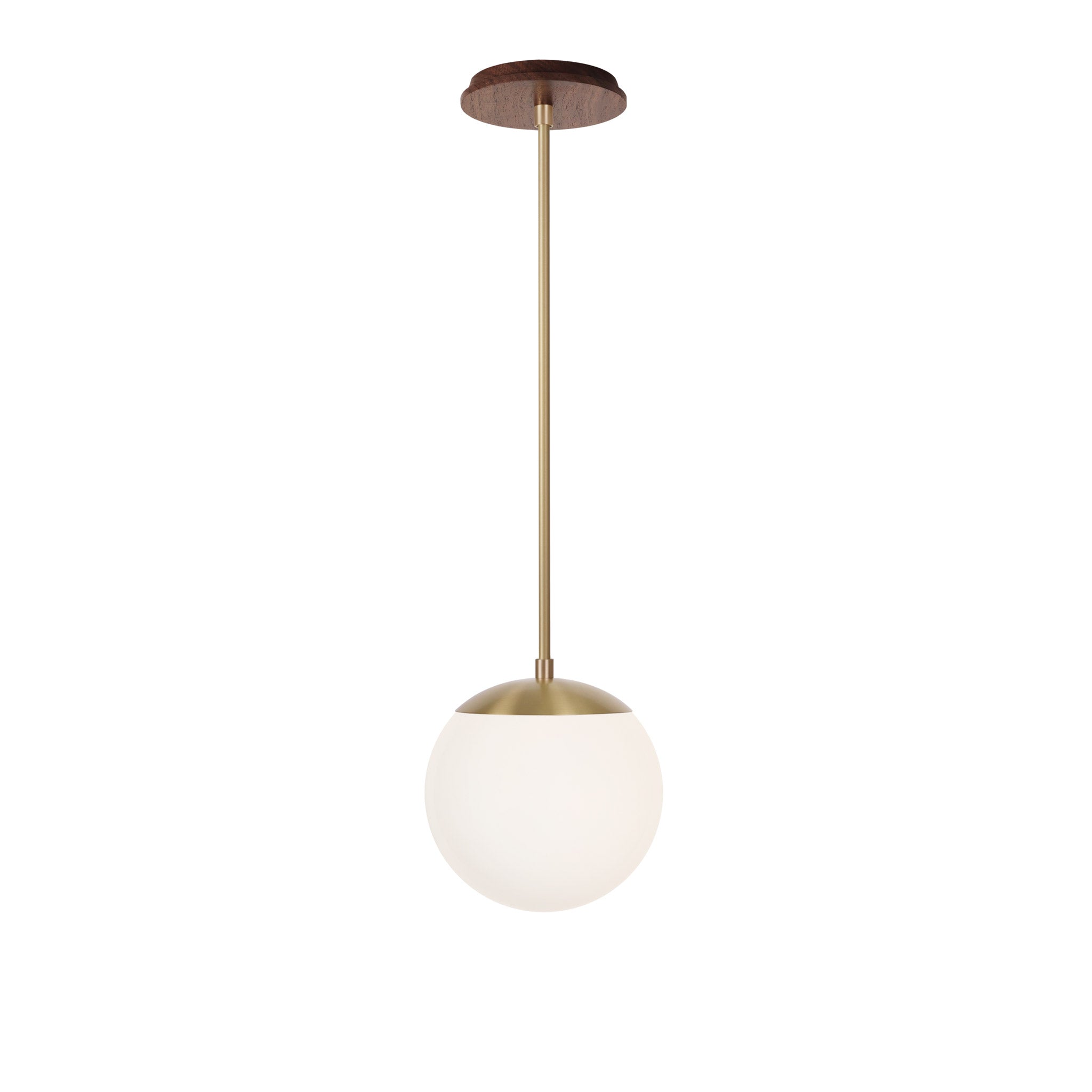 Alto Rod 8” Opal shown in Brass with a Walnut Wood Canopy