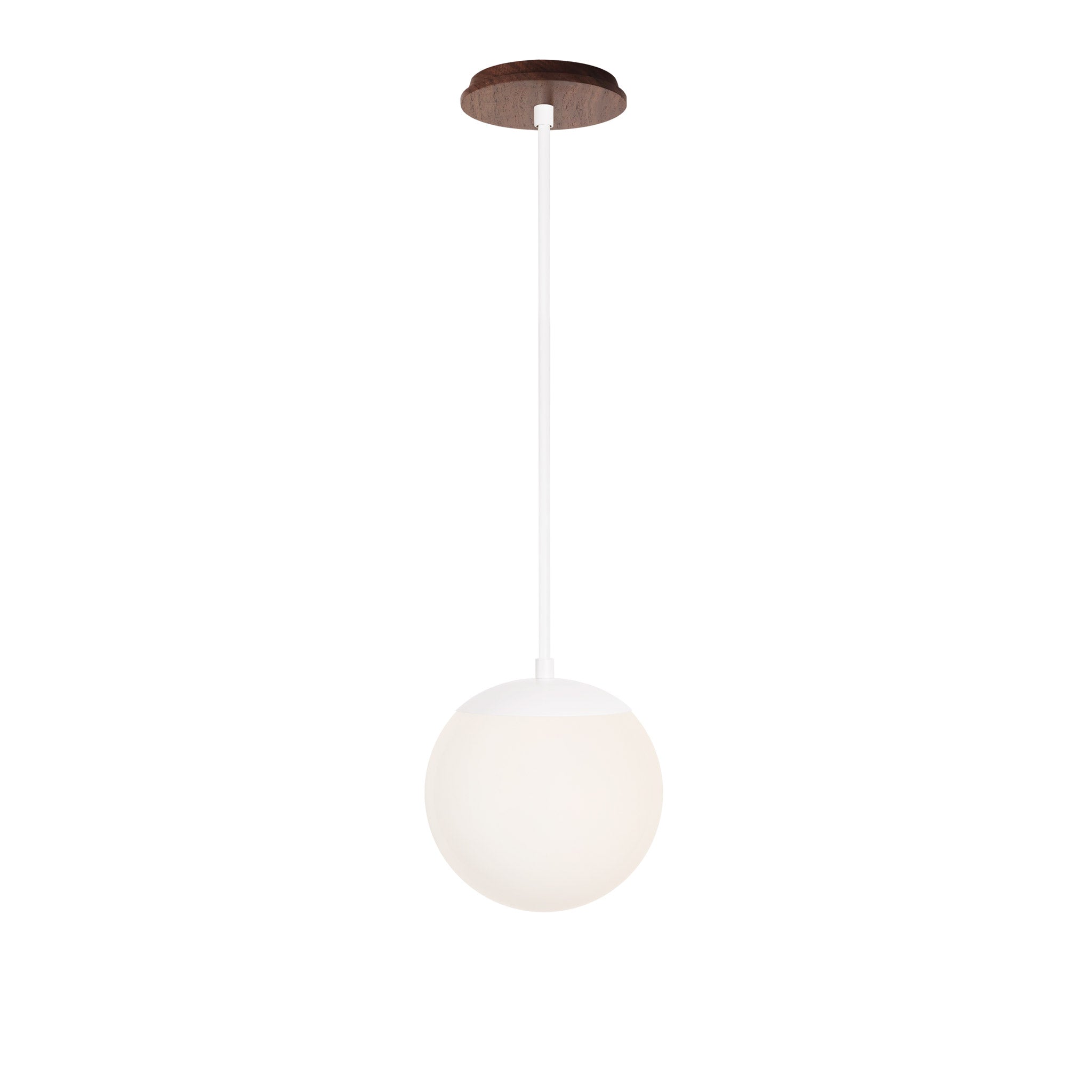 Alto Rod 8” Opal shown in White with a Walnut Wood Canopy