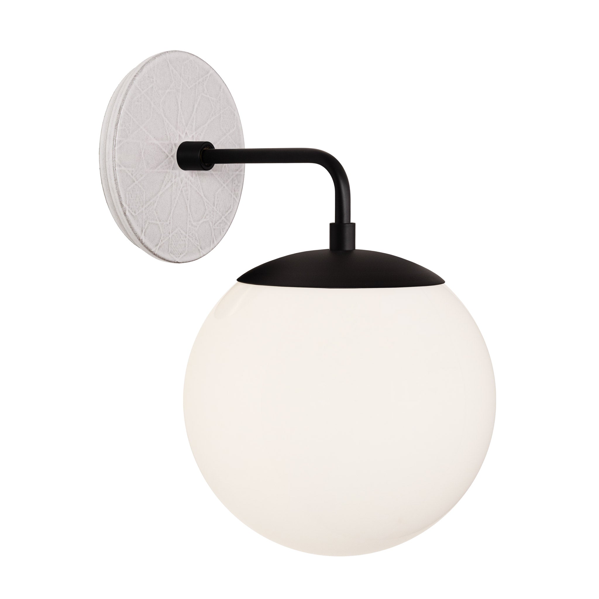 Alto Sconce 8” shown in Matte Black with a Brownstone White Star Ceramic Canopy