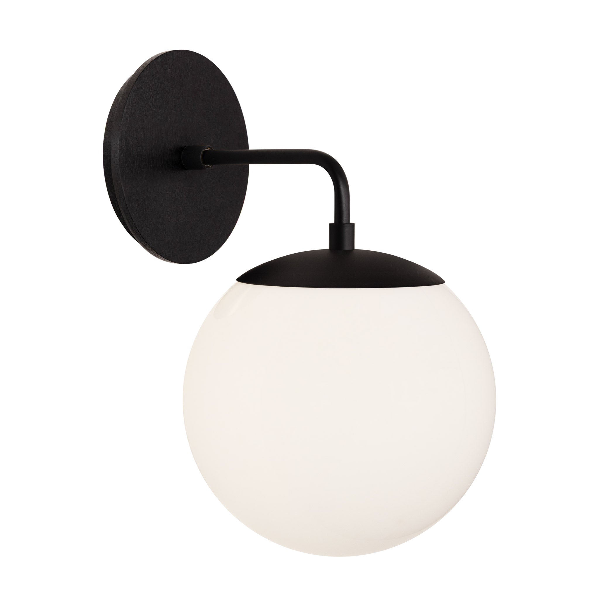 Alto Sconce 8” shown in Matte Black with a Black Stained Wood Canopy