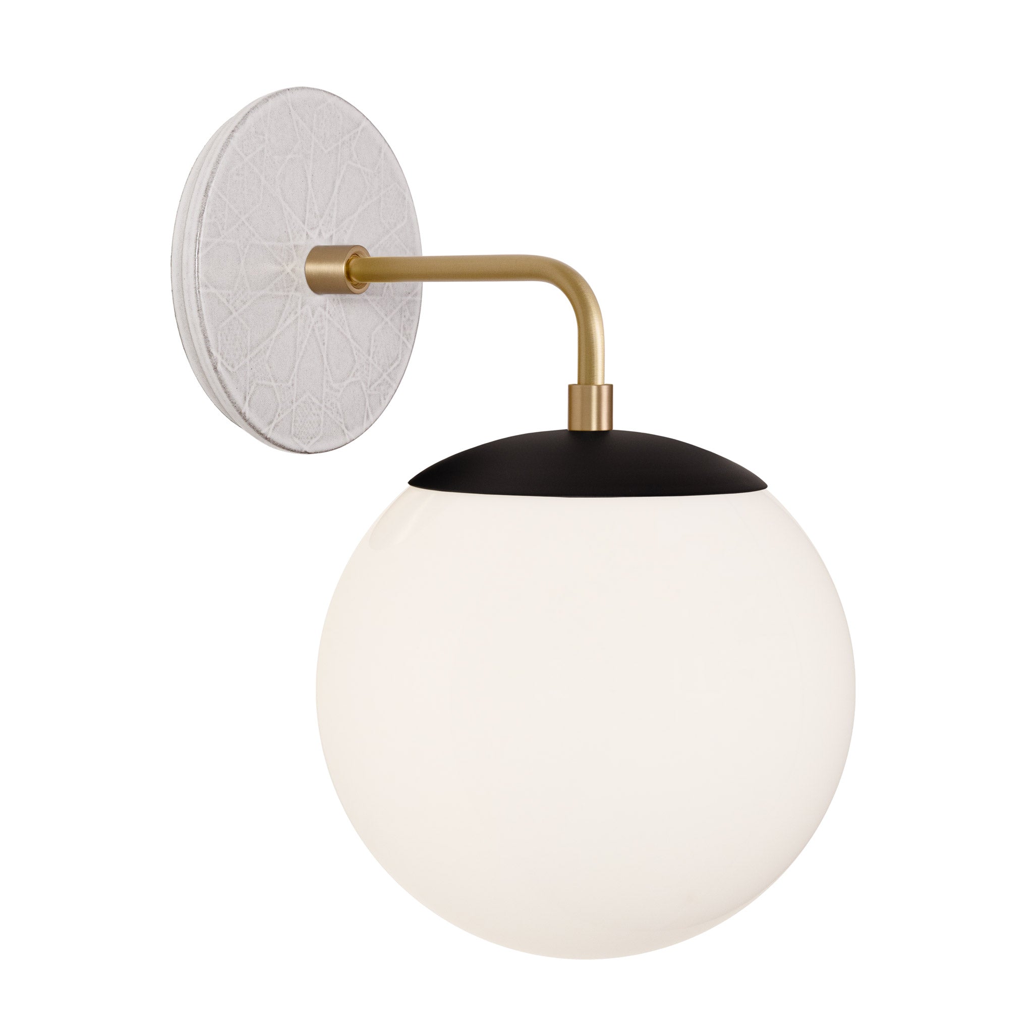 Alto Sconce 8” shown in Matte Black with Brass and a Brownstone White Star Ceramic Canopy