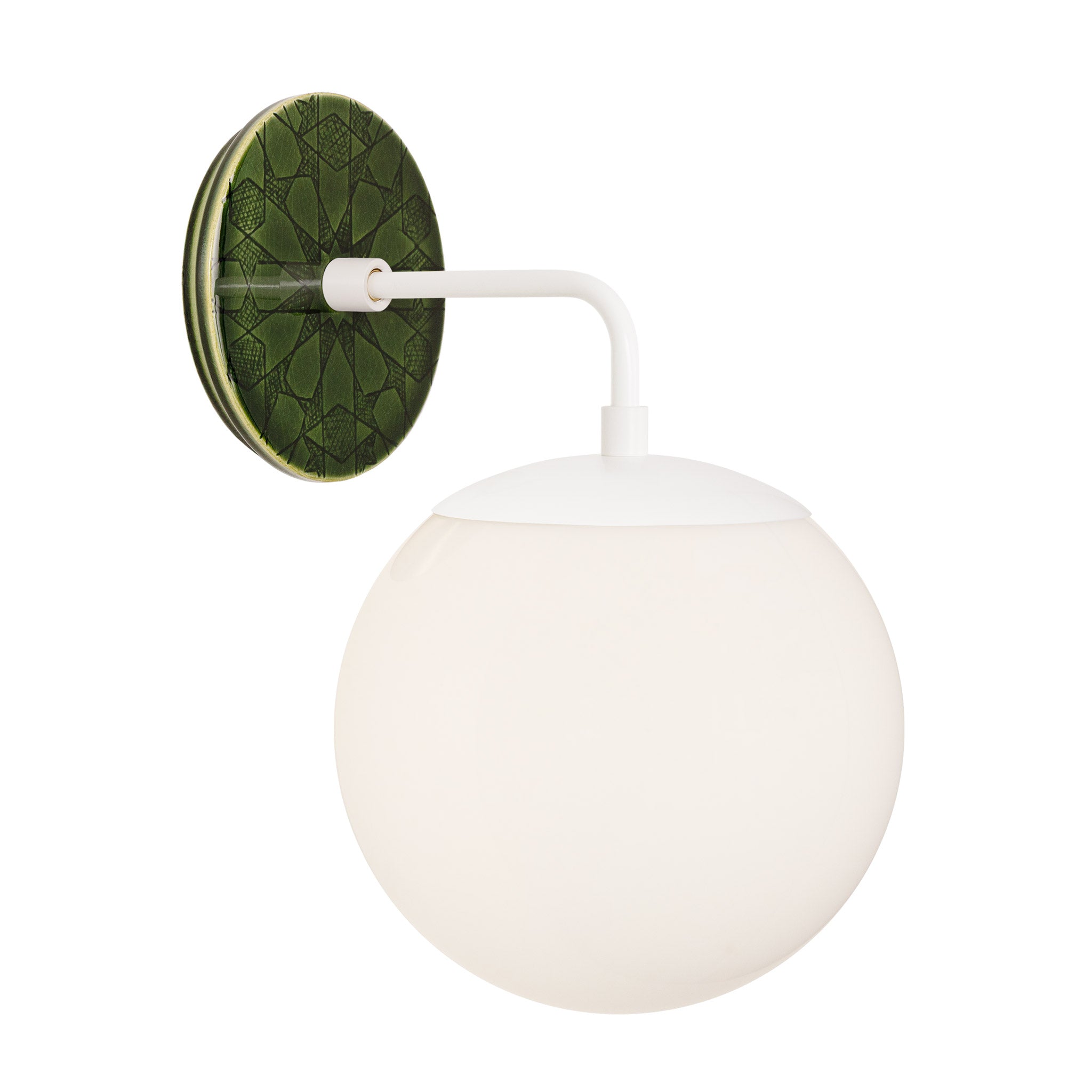 Alto Sconce 8” shown in White with a Forest Green Star Ceramic Canopy