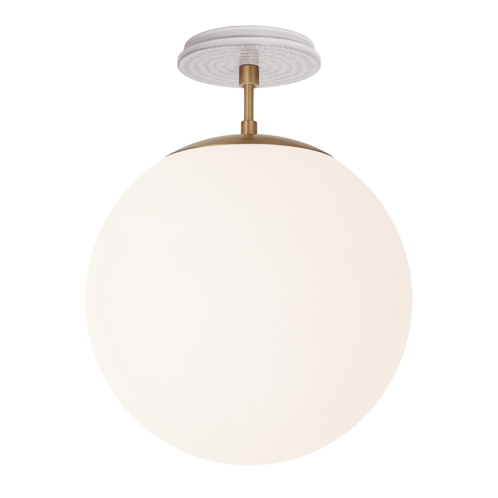 Alto Surface 12” shown in Heirloom Brass with a Brownstone White Sunflower Ceramic Canopy