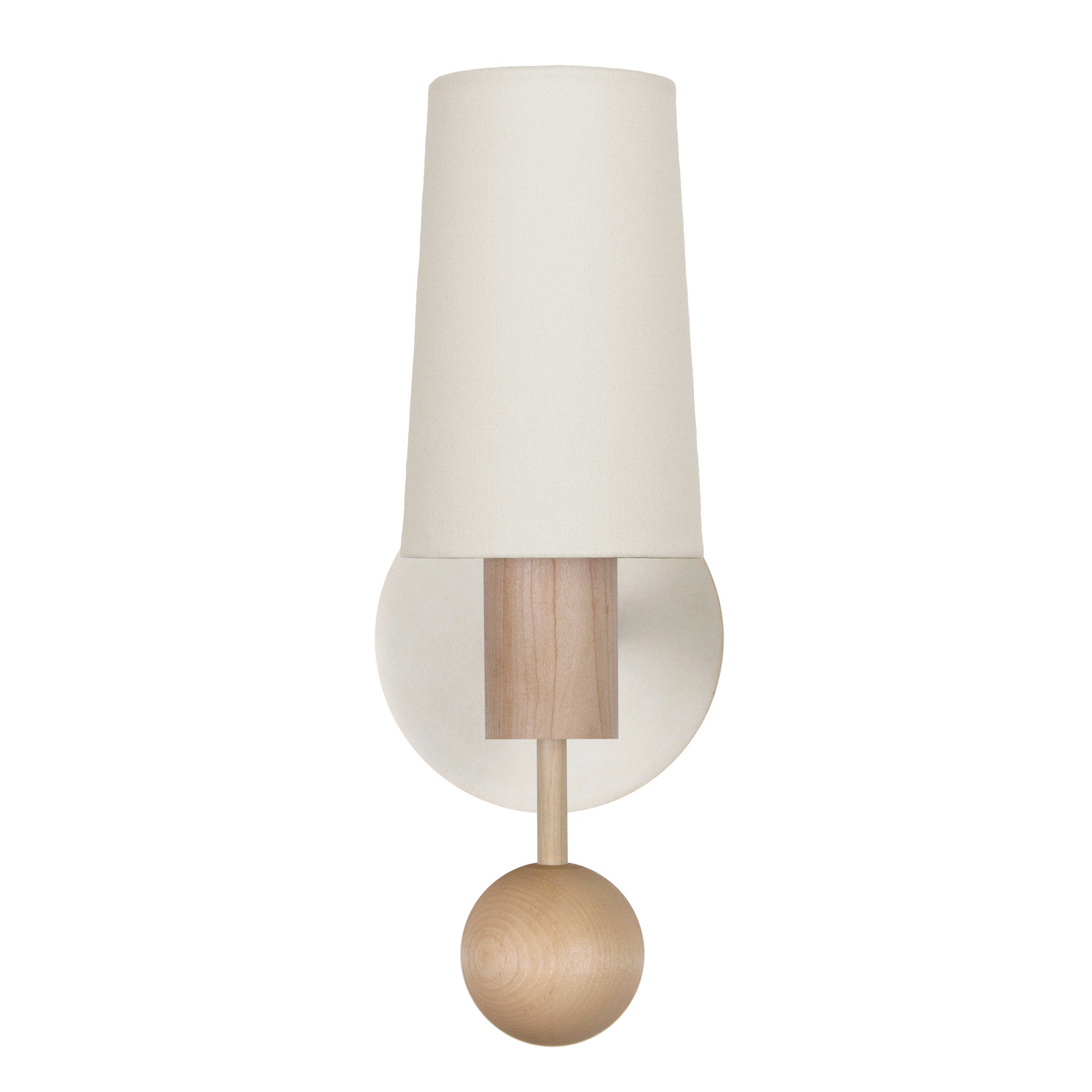 Amherst sconce shown in Maple with Natural White Glaze ceramic