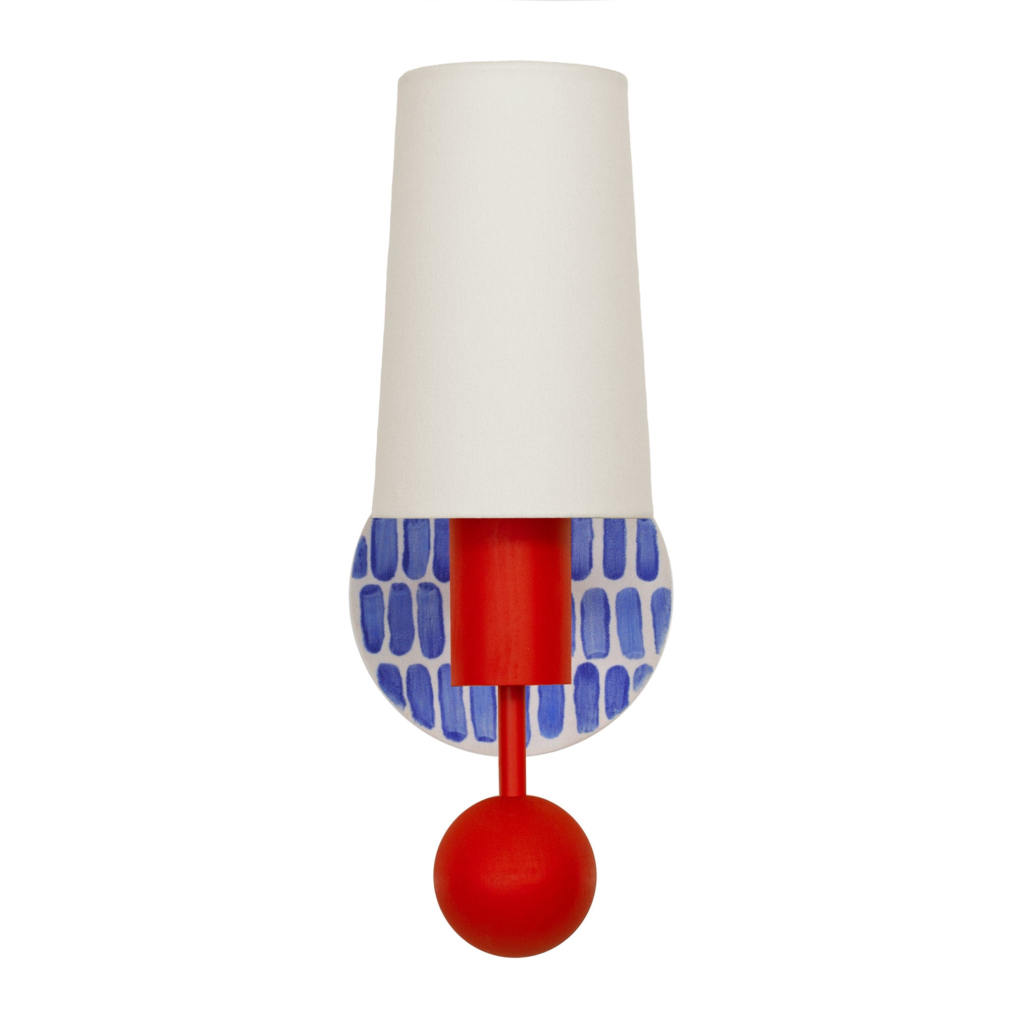 Amherst sconce shown in Persimmon with Blue Dot Stripe ceramic