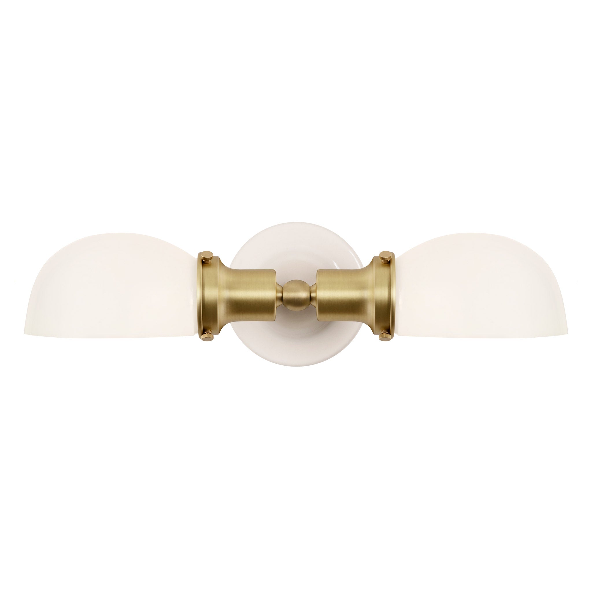 Archie Double shown in Brass with a Gloss White Ceramic Canopy