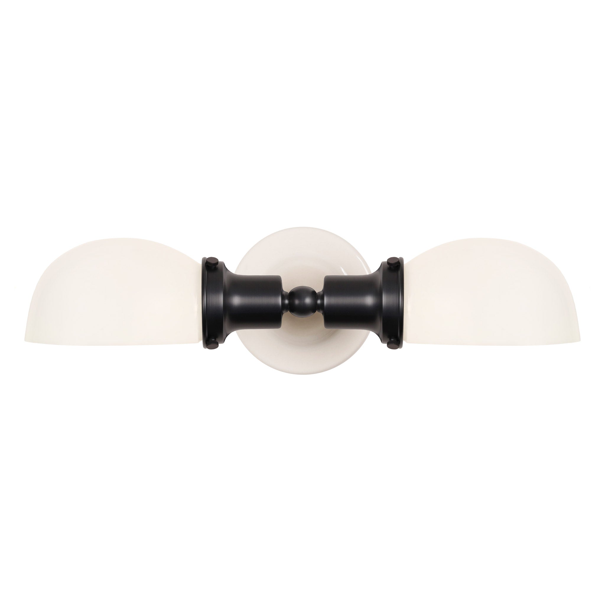 Archie Double shown in Graphite Patina with a Gloss White Ceramic Canopy