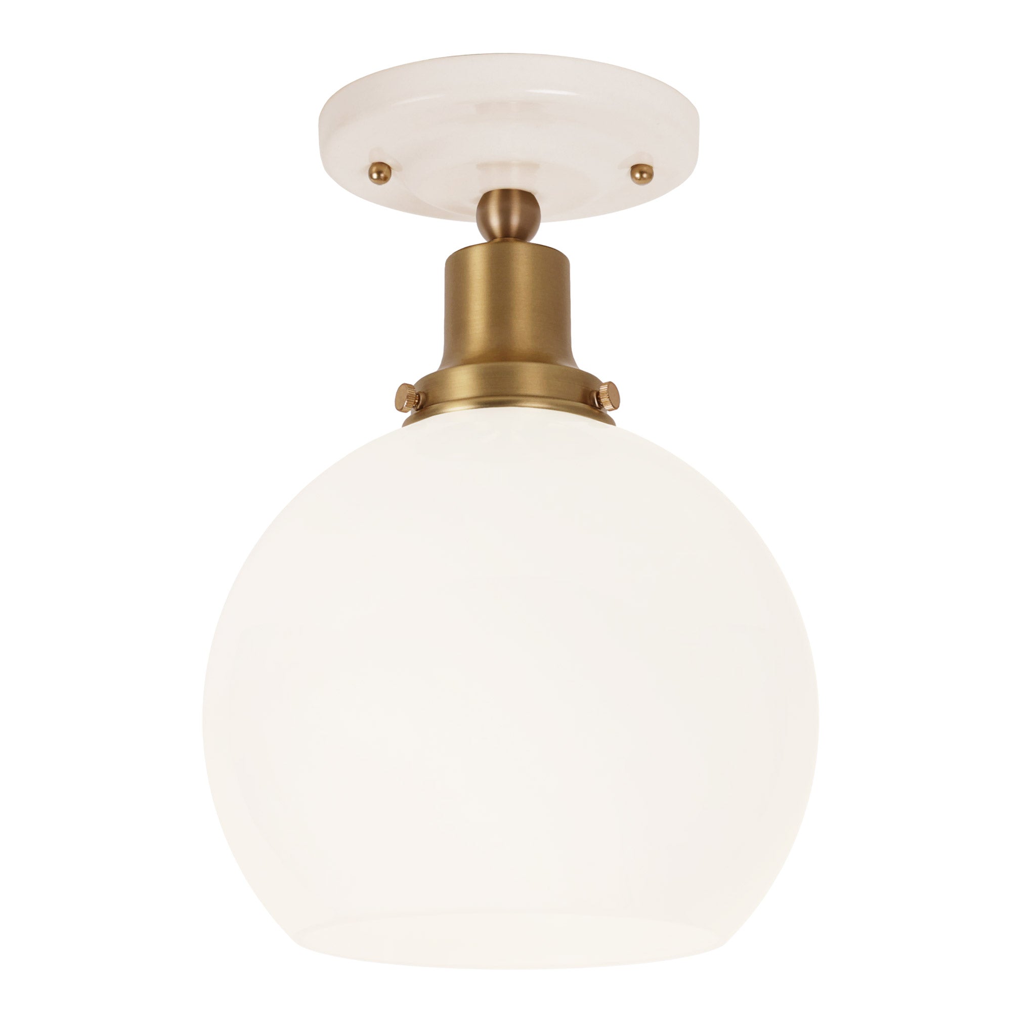 Beatrix Surface shown in Heirloom Brass with a Gloss White Ceramic Canopy