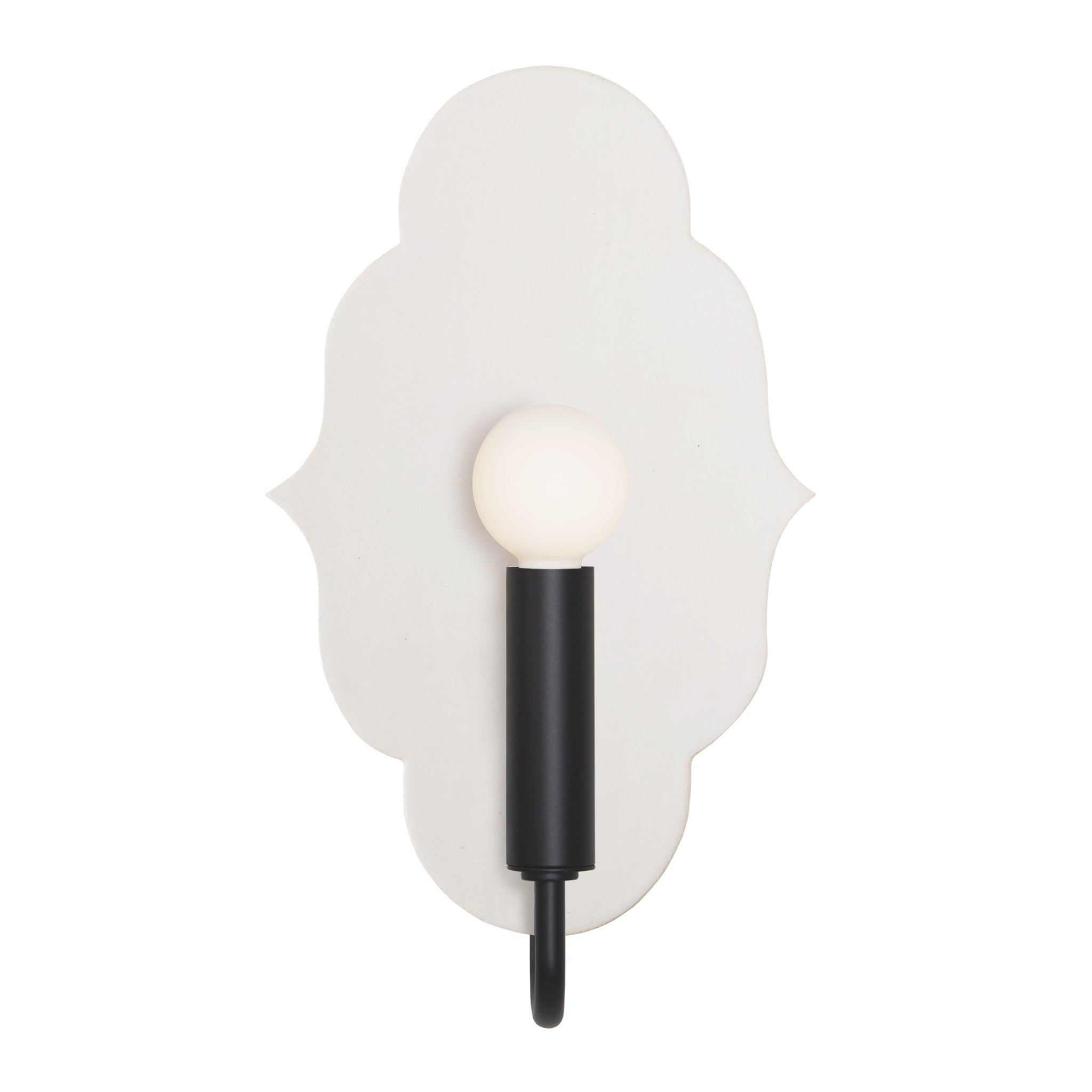 Clare Ceramic Sconce shown in Matte Black with a Natural White Glaze