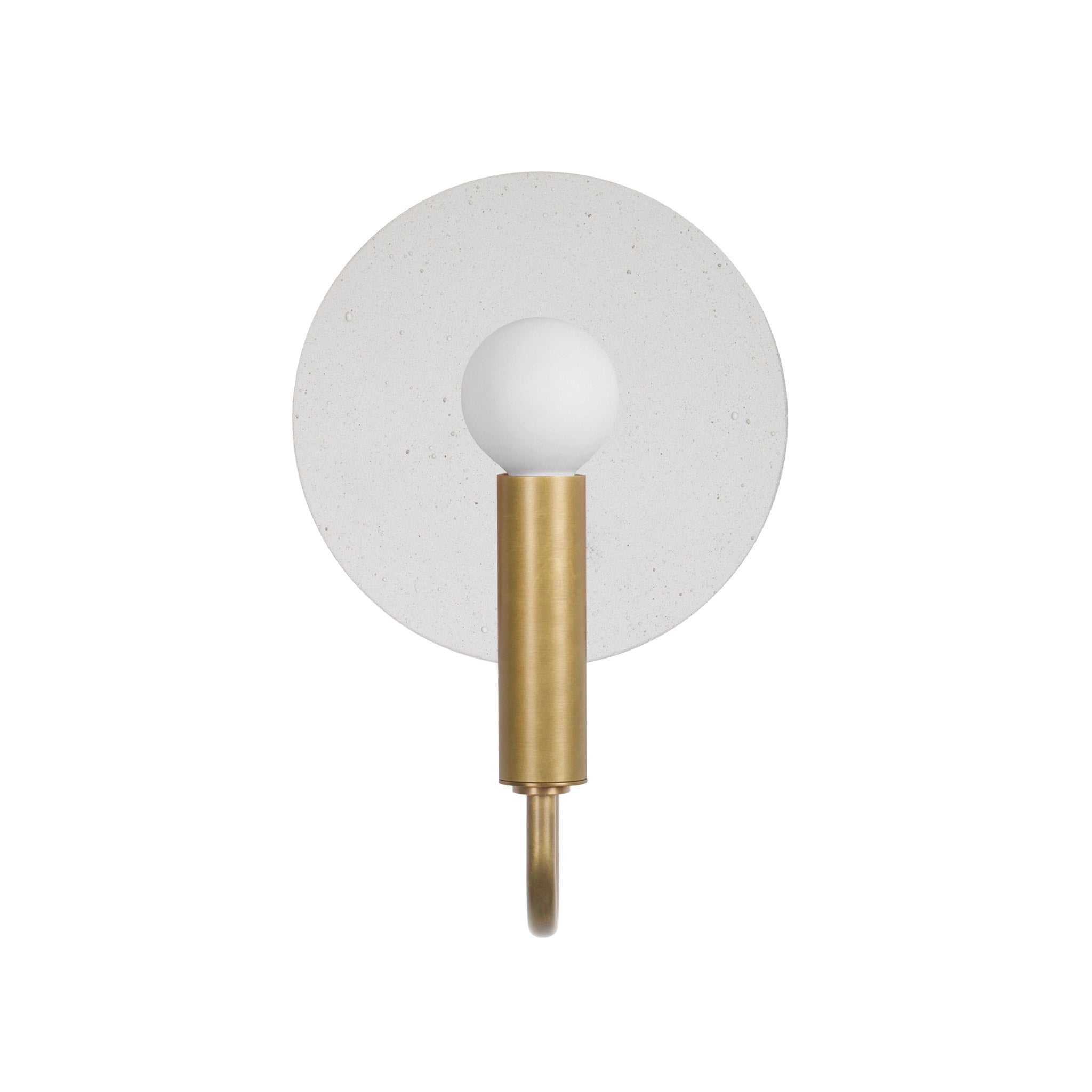 Edith ADA Sconce shown in Heirloom Brass with a Cloud Concrete Canopy