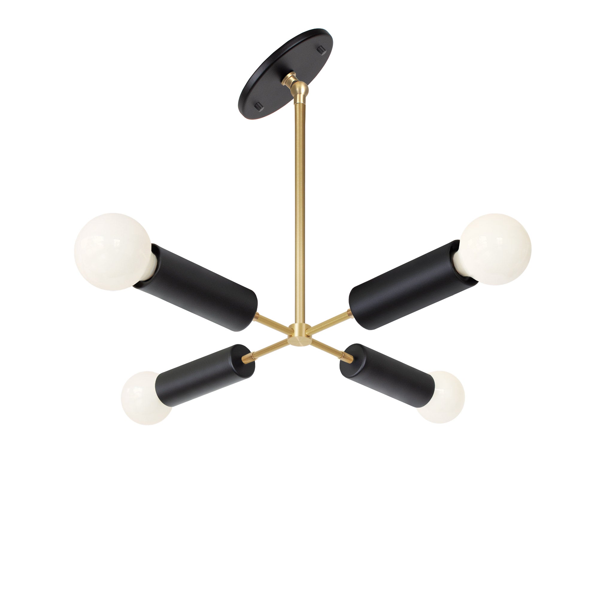 Fjord Compass for Vaulted Ceiling shown in Matte Black and Brass