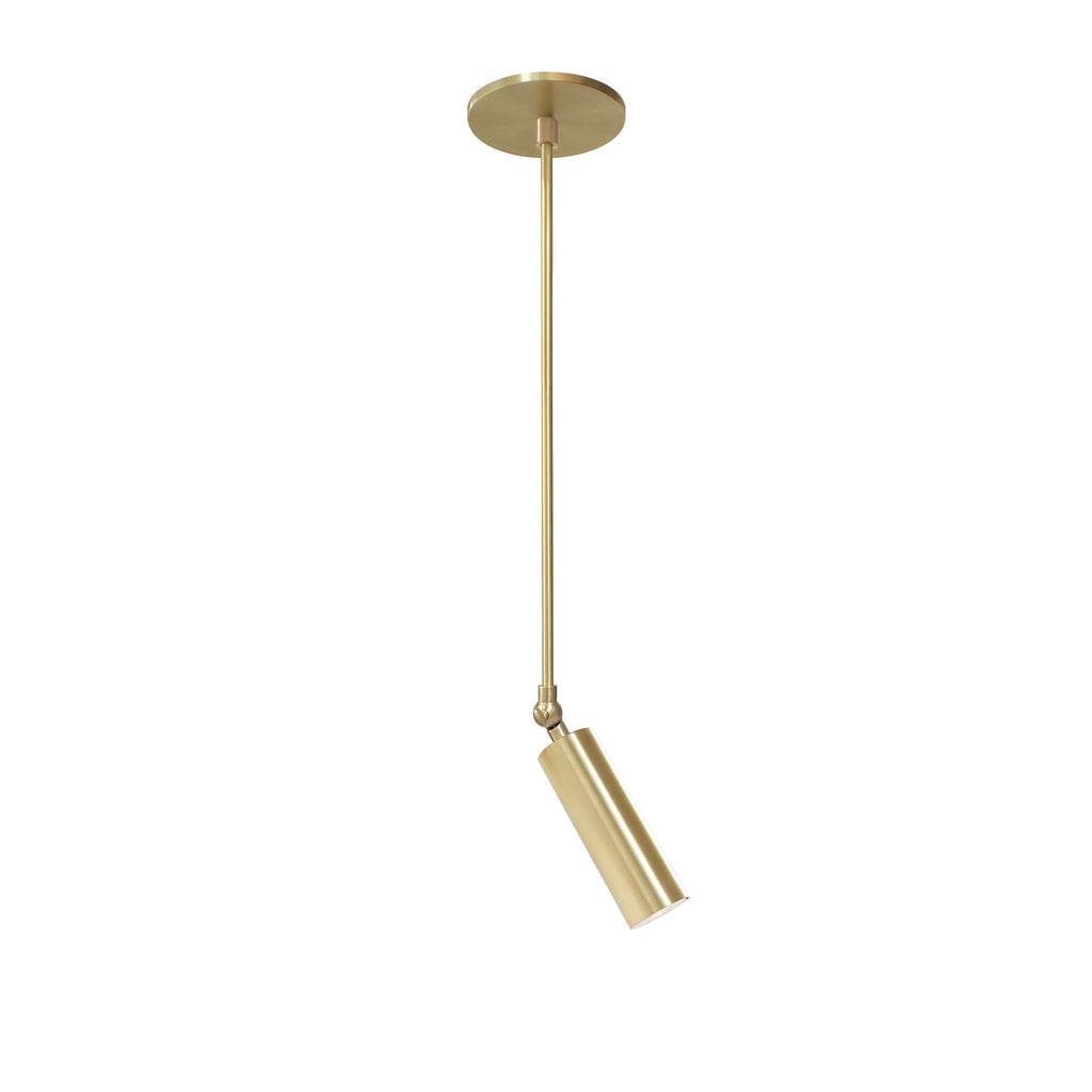 Fjord Spot Pendant shown in Brass with Recessed + LED Bulb Socket Placement.